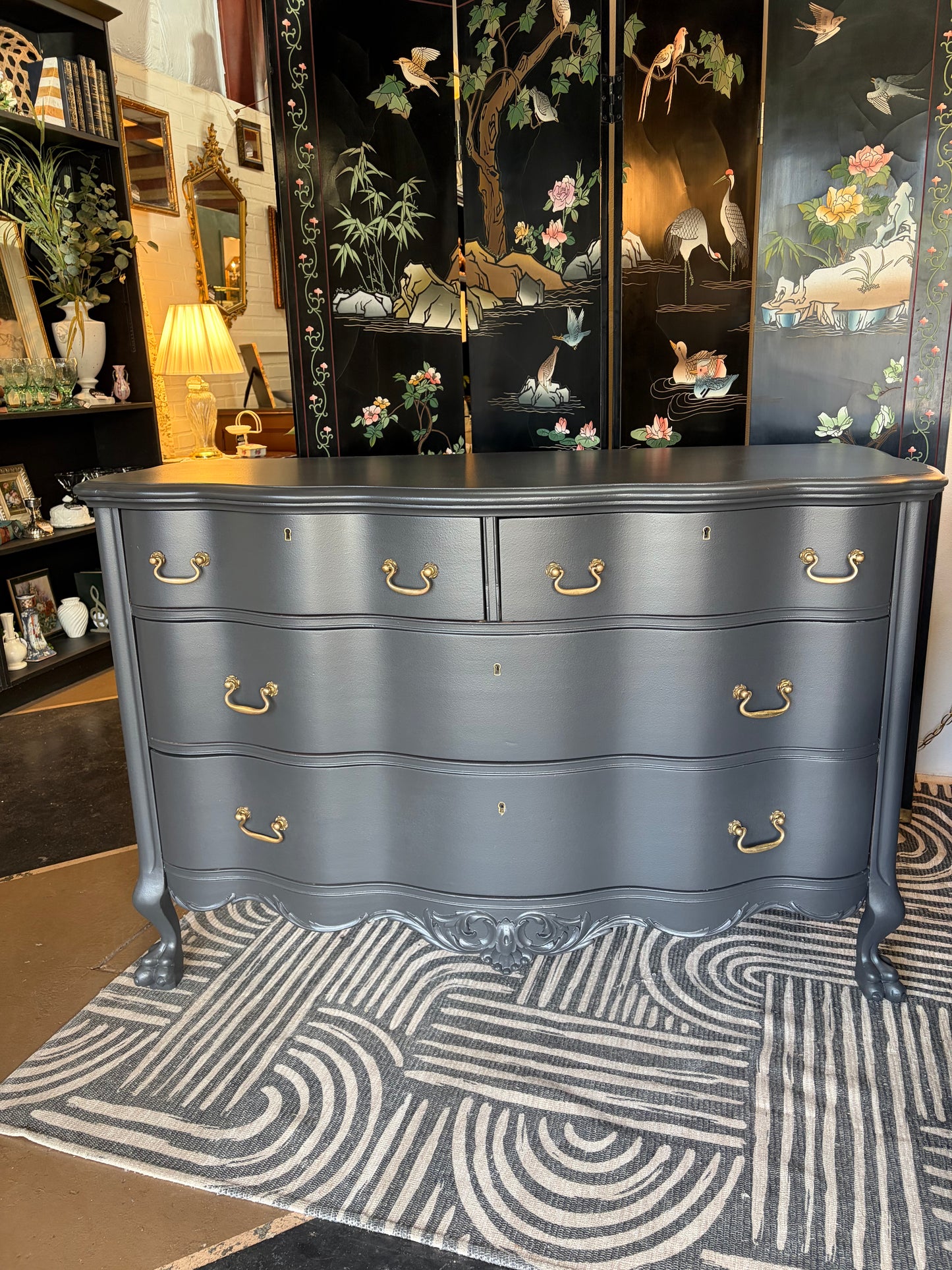 Soft Black Antique Dresser