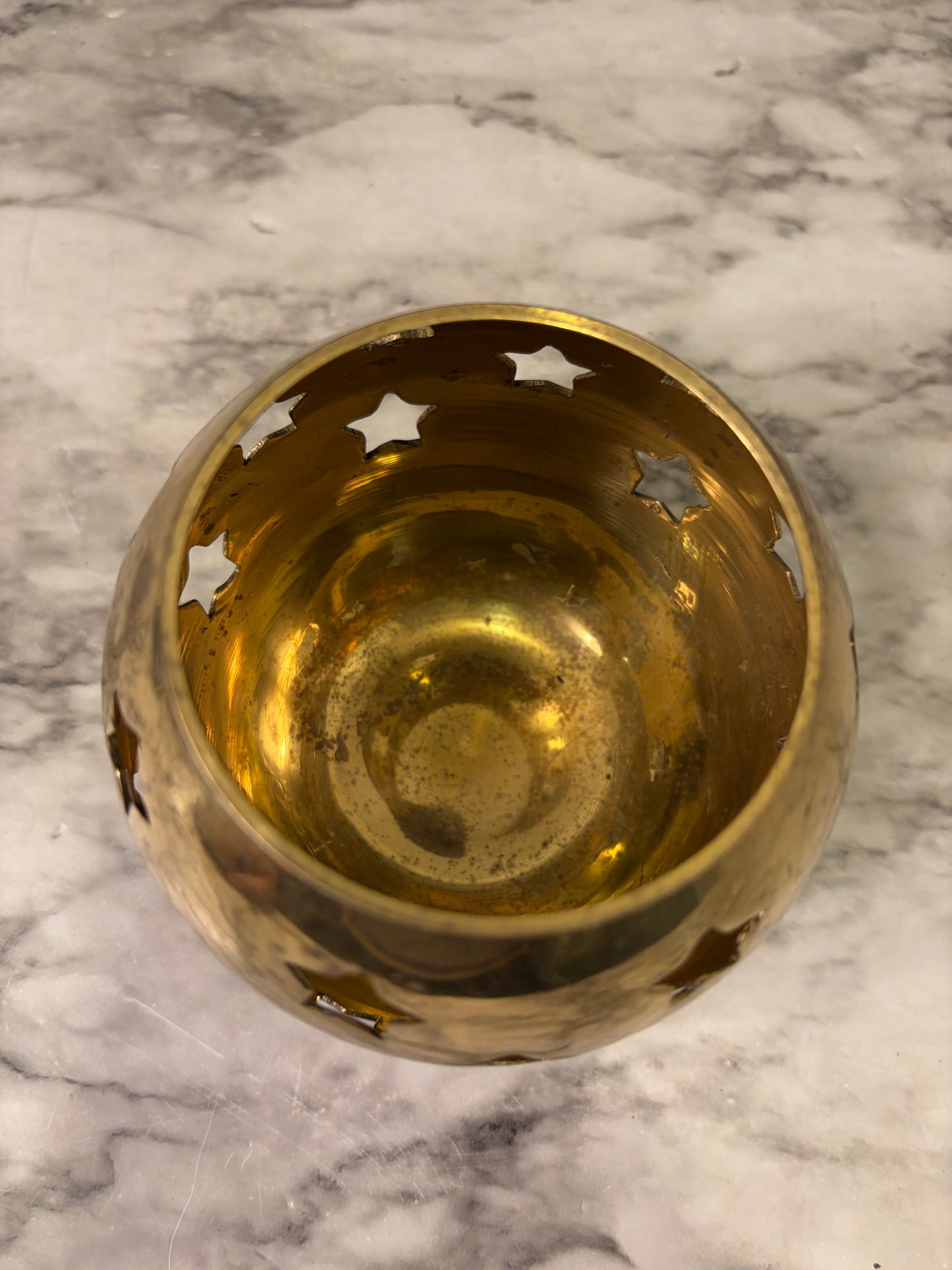 3.5" Brass votive with Star cutouts