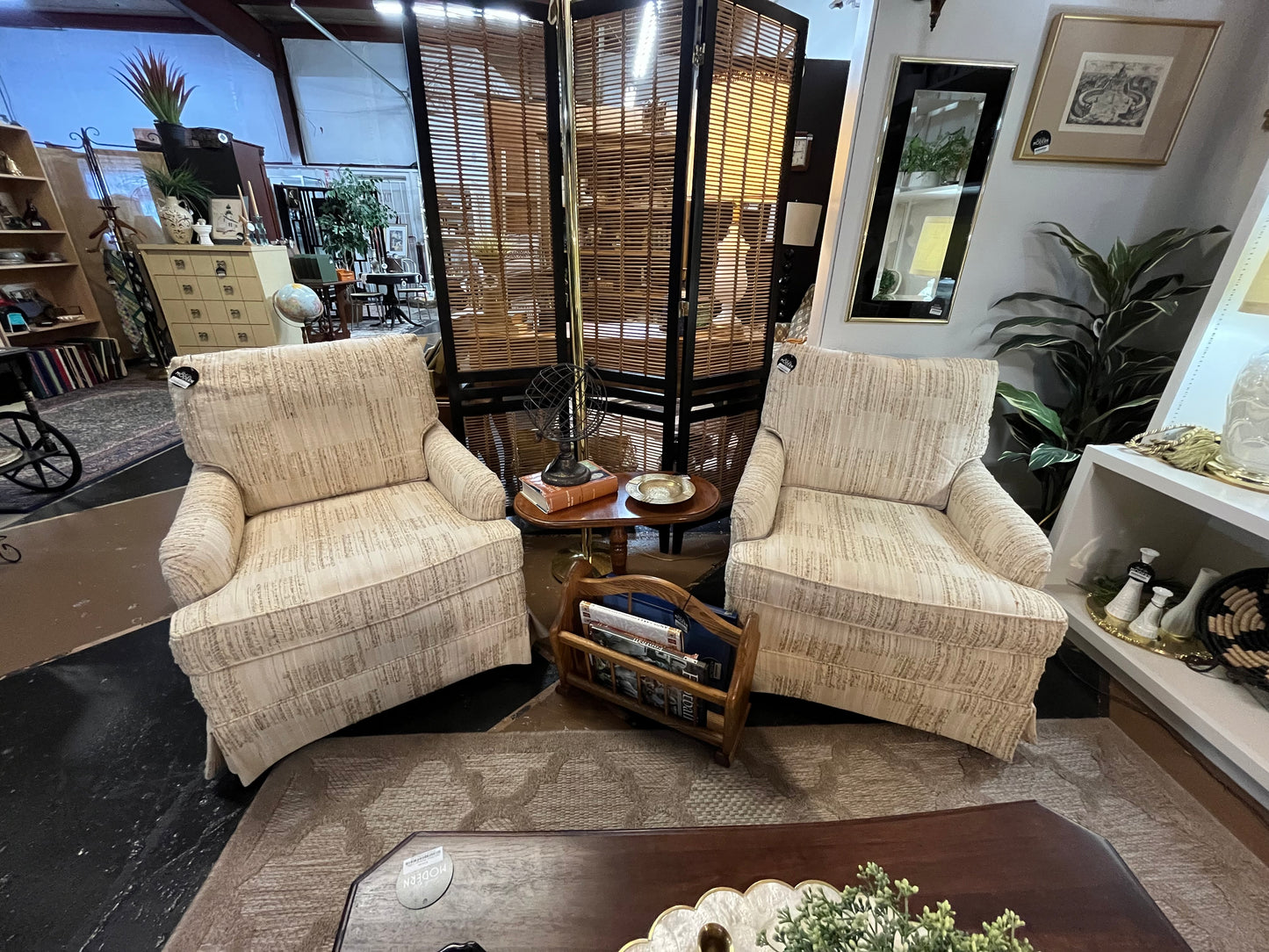 Vintage Cream Textured Arm Chair