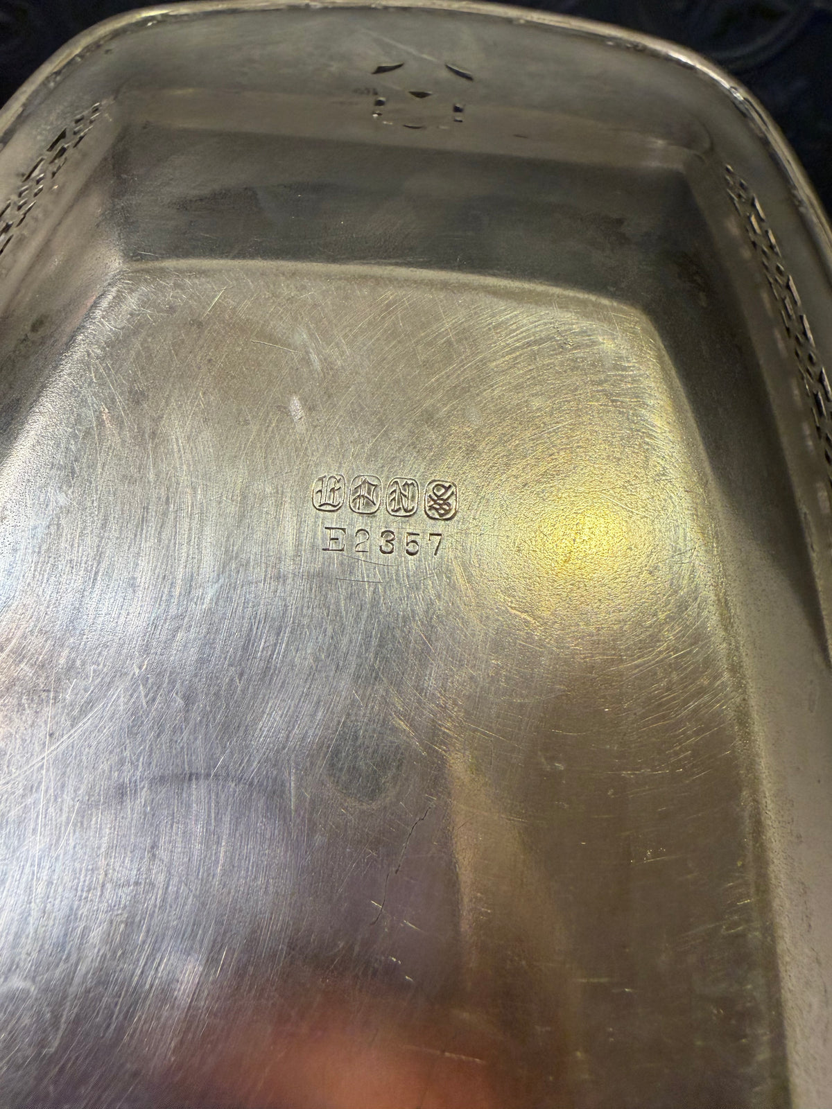 Antique Nickel Silver Fruit Platter