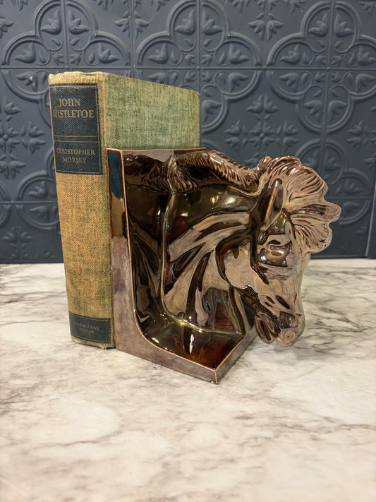 Ceramic Art Glazed Horse Head Bookend AS IS
