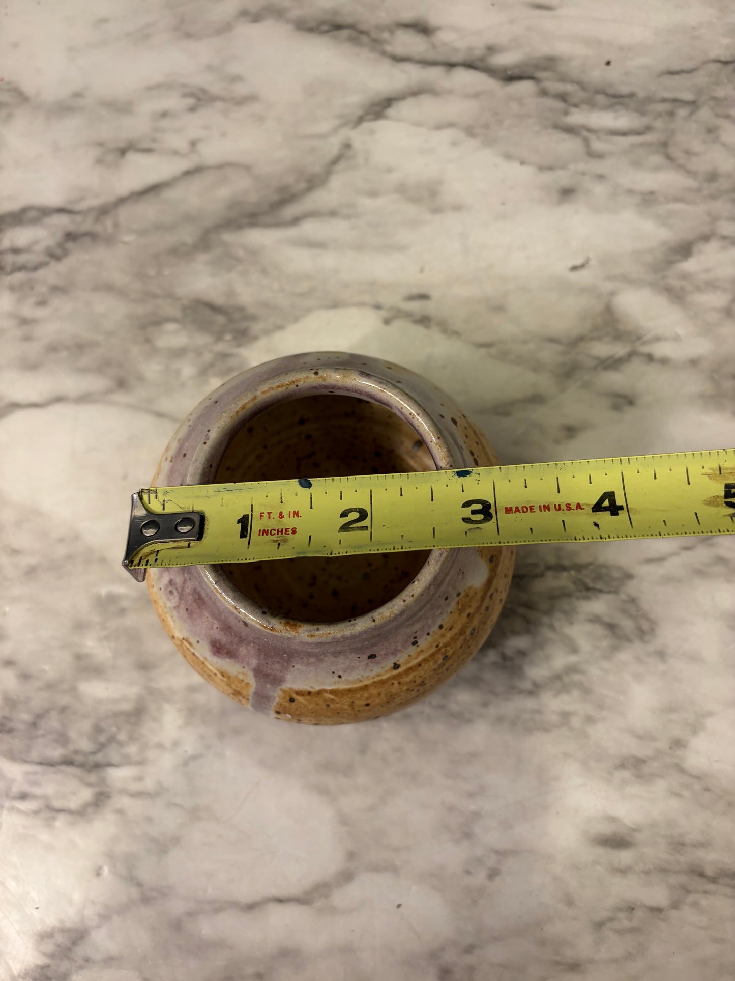 Small Yellow Pottery with Purple rim