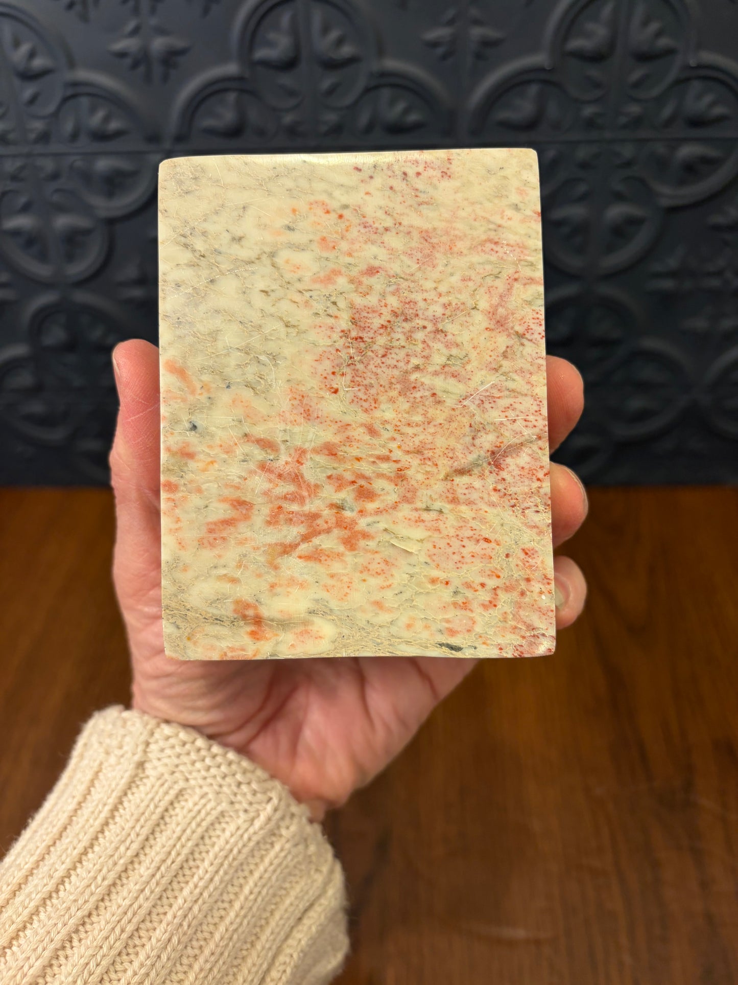 Marble Trinket box with Pink and Blue Inlay