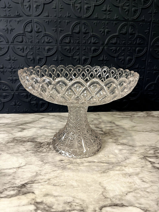 Imperial Glass Diamond Cut  Pedestal Bowl