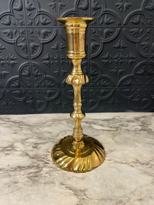 Brass Candle Holder 9.5 Round swirl base