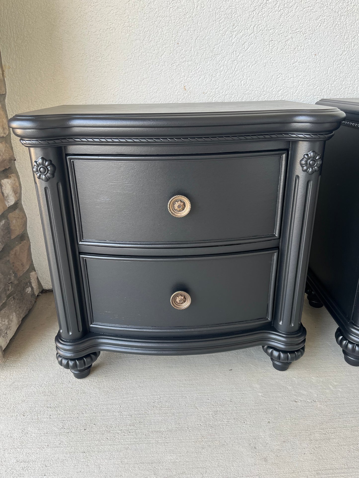 Black Refinished Nightstand Set By River's Edge