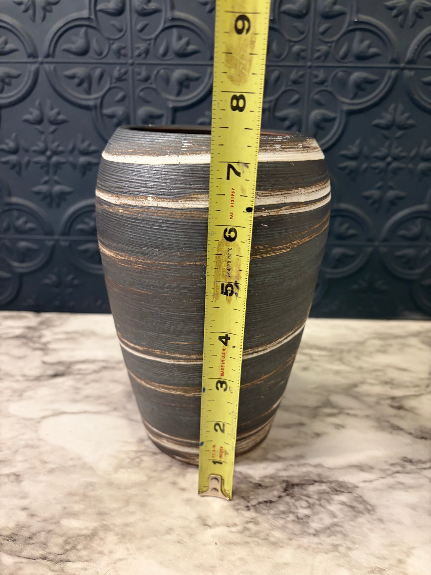 Brown and White Striated Vase