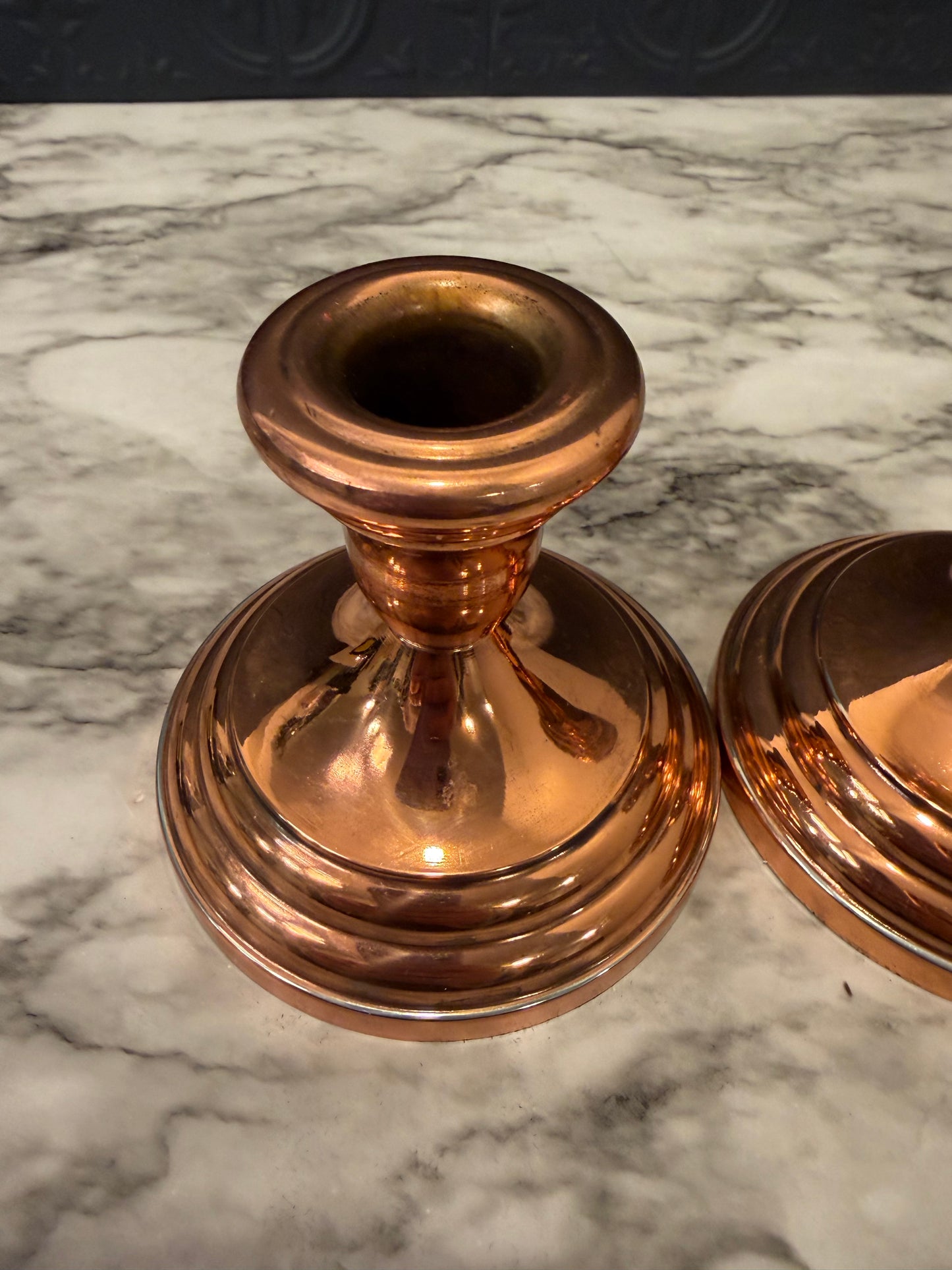 FB Rogers Silver plate Copper set of 2 candle holders