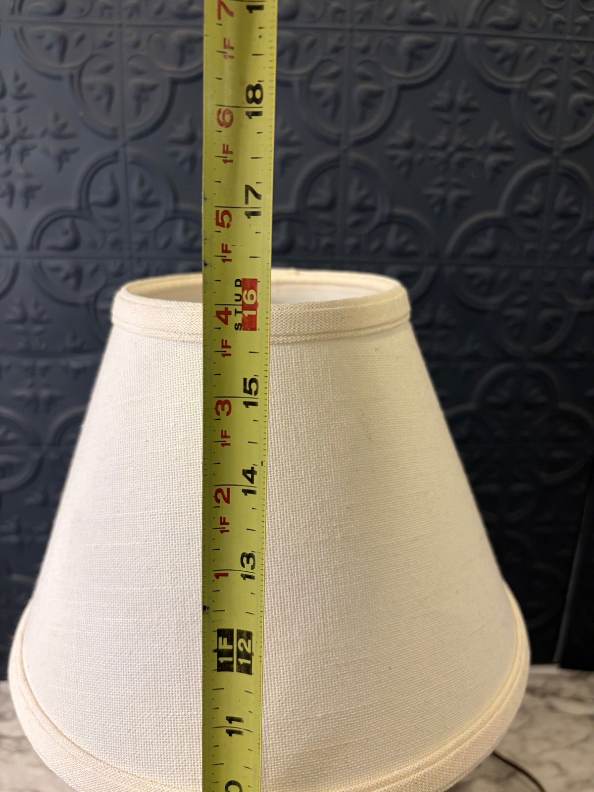 16" Cream Textured Lamp