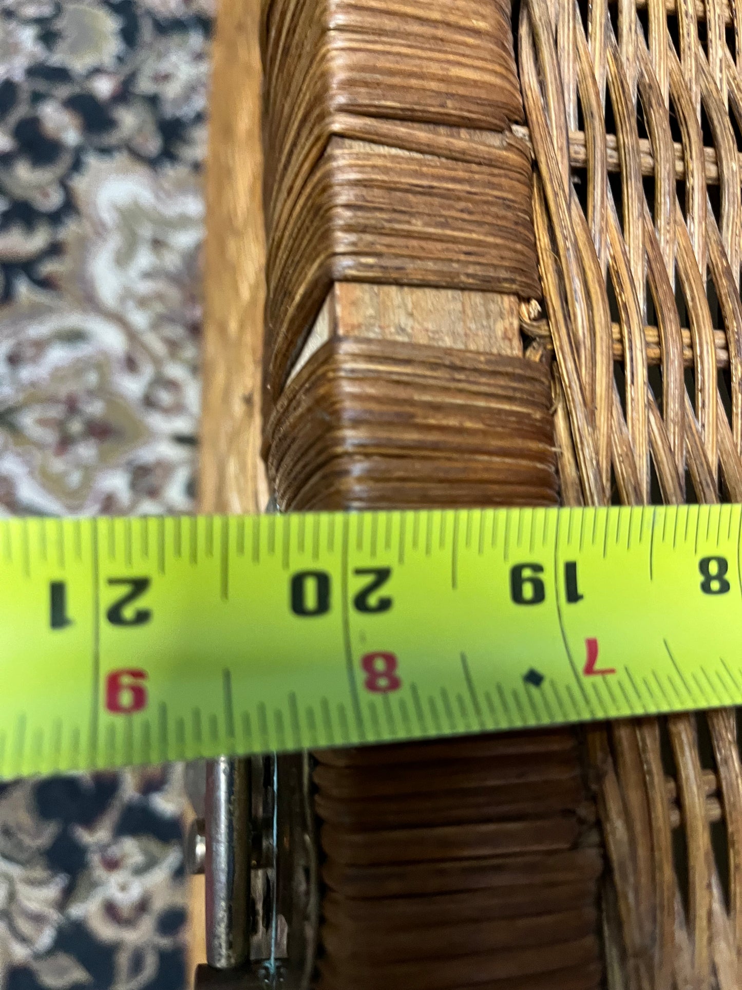 Large wicker Trunk with brass etched details