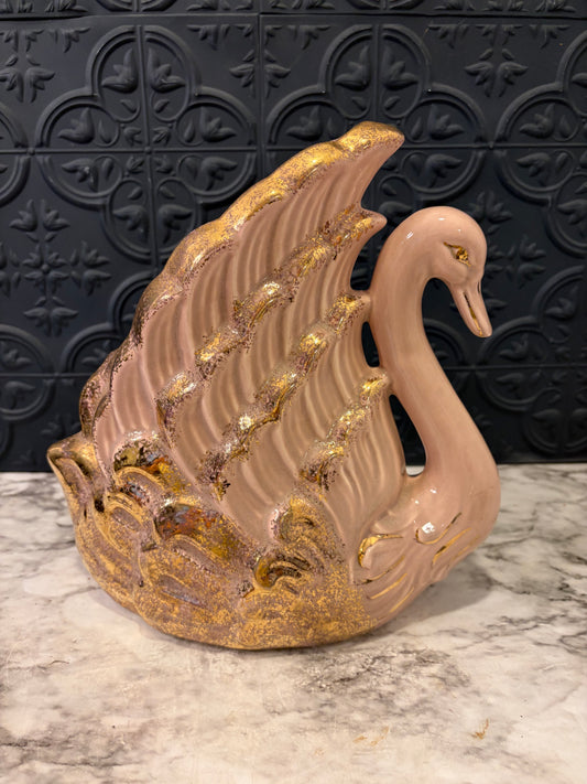 Pink and Gold Swan Planter