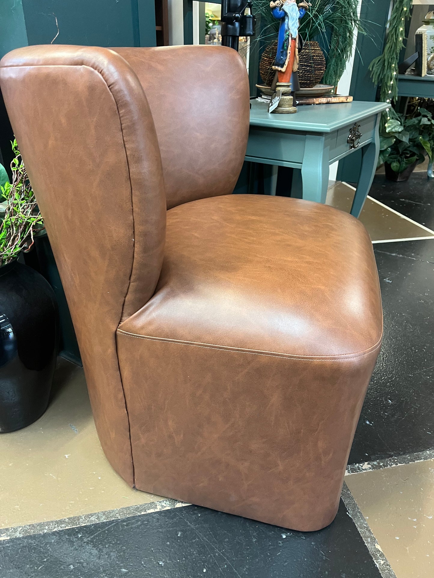 Brown Faux Leather Chair