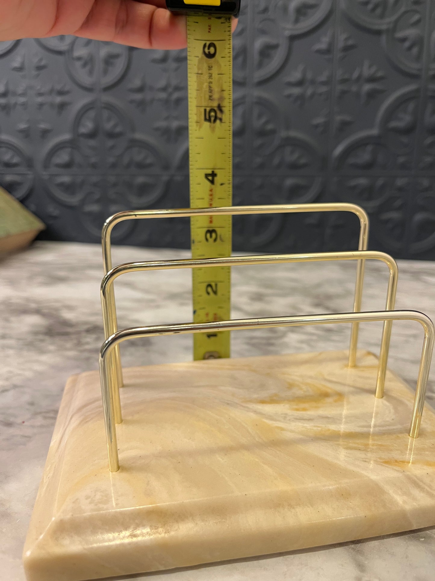 Letter Holder Cream and Brass