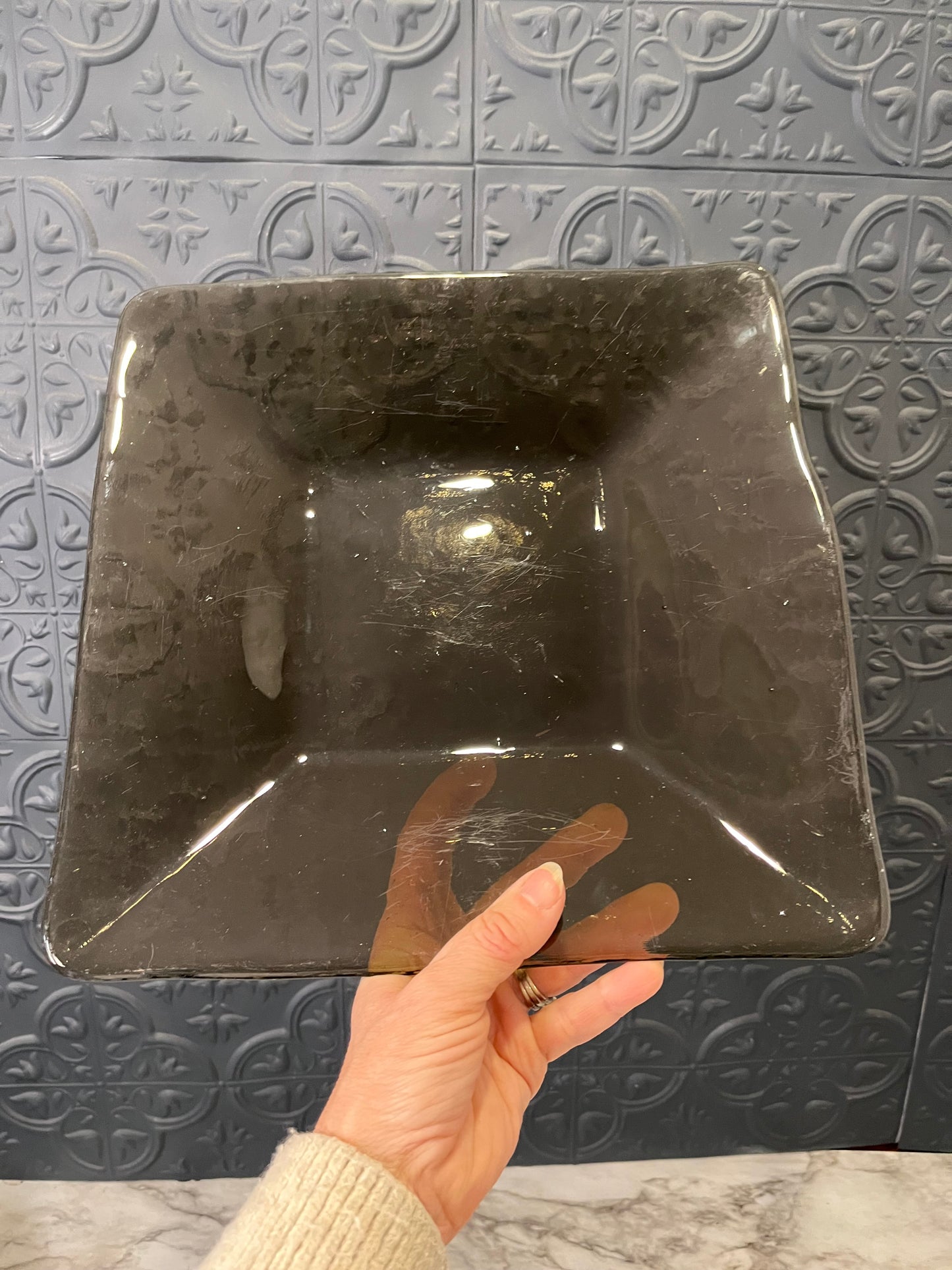 Square Smoke glass Platter