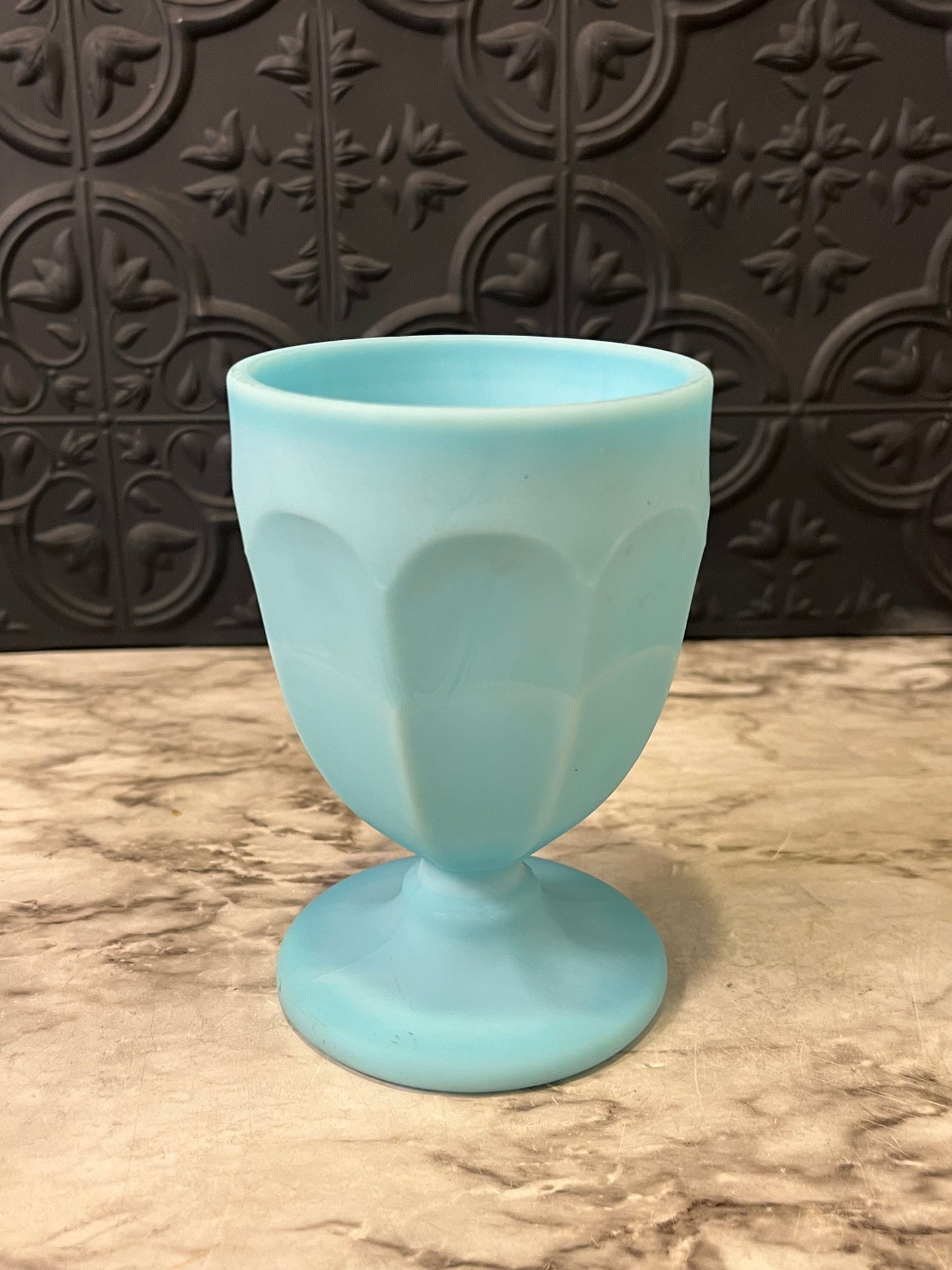 Westmorland Blue Satin Slag Glass compote