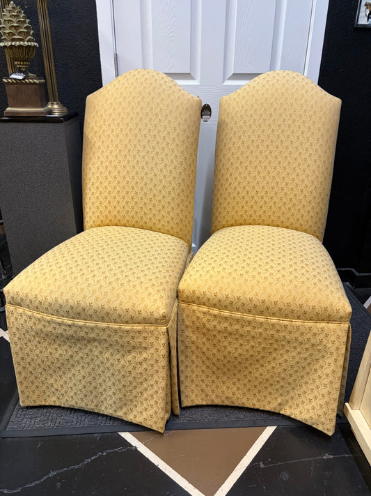 Set of 2 Yellow Uphostered Dinning Chairs