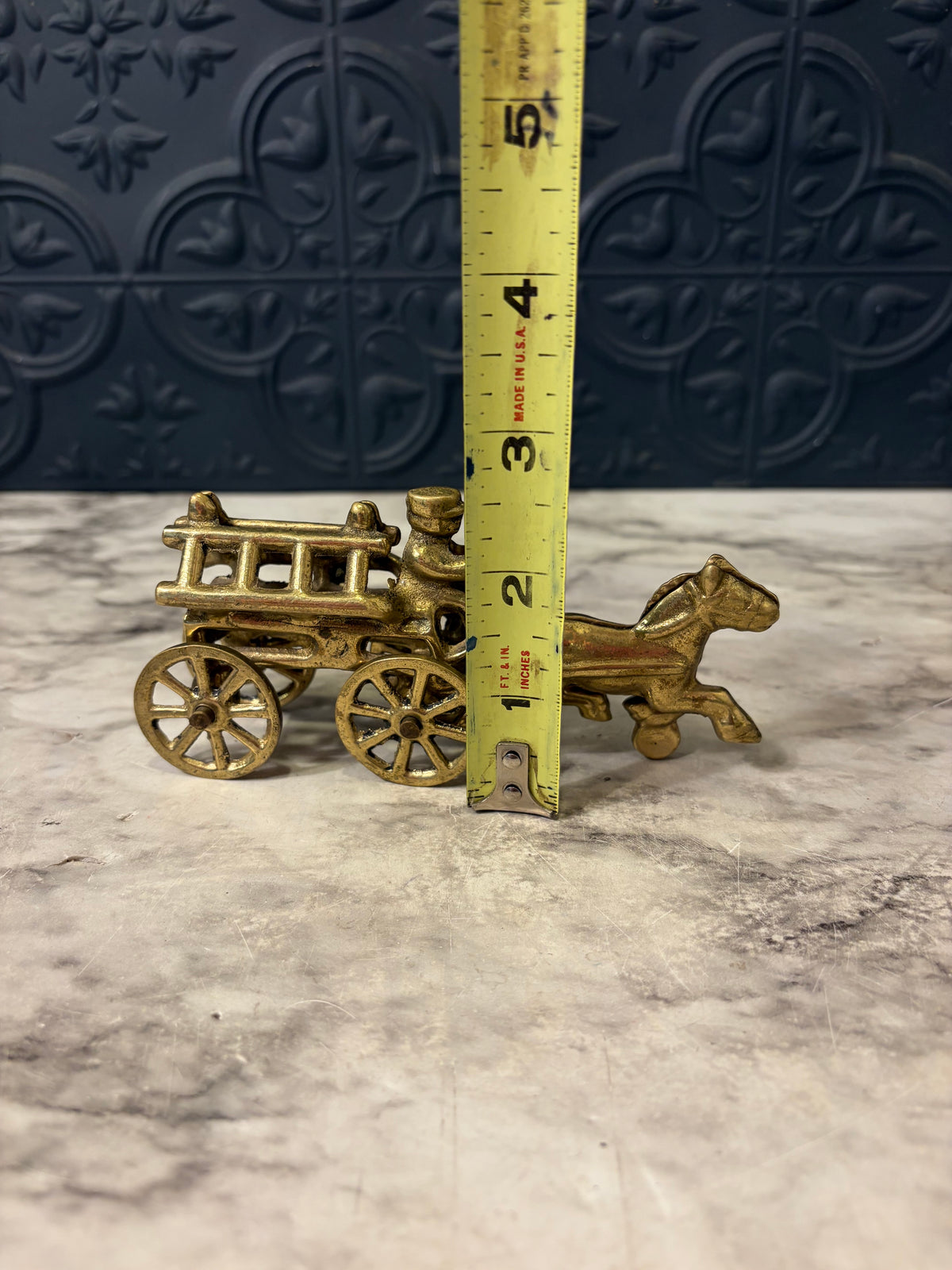 Brass Horse and Carriage with ladder