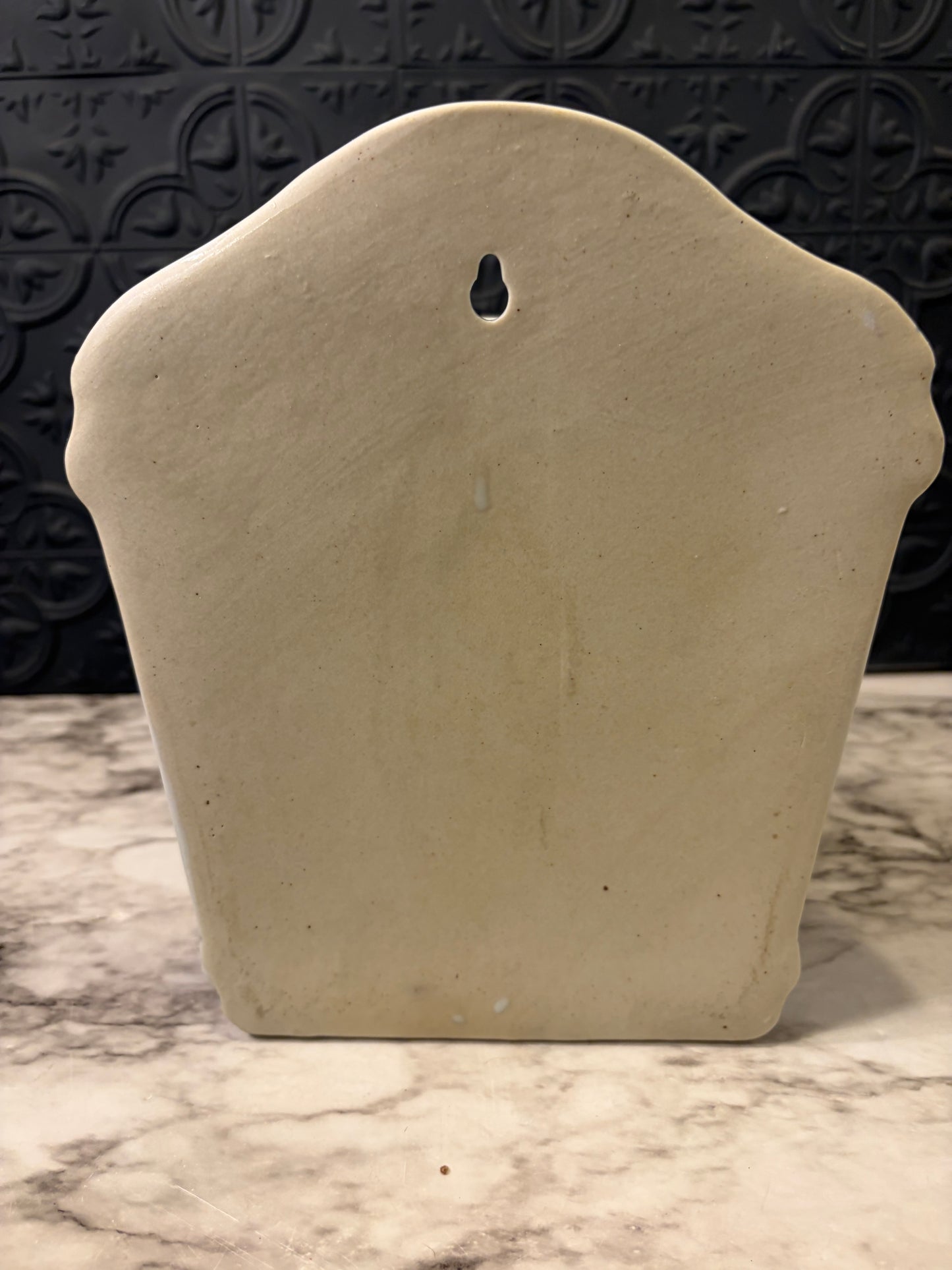 Blue and White Ceramic Wall Pocket