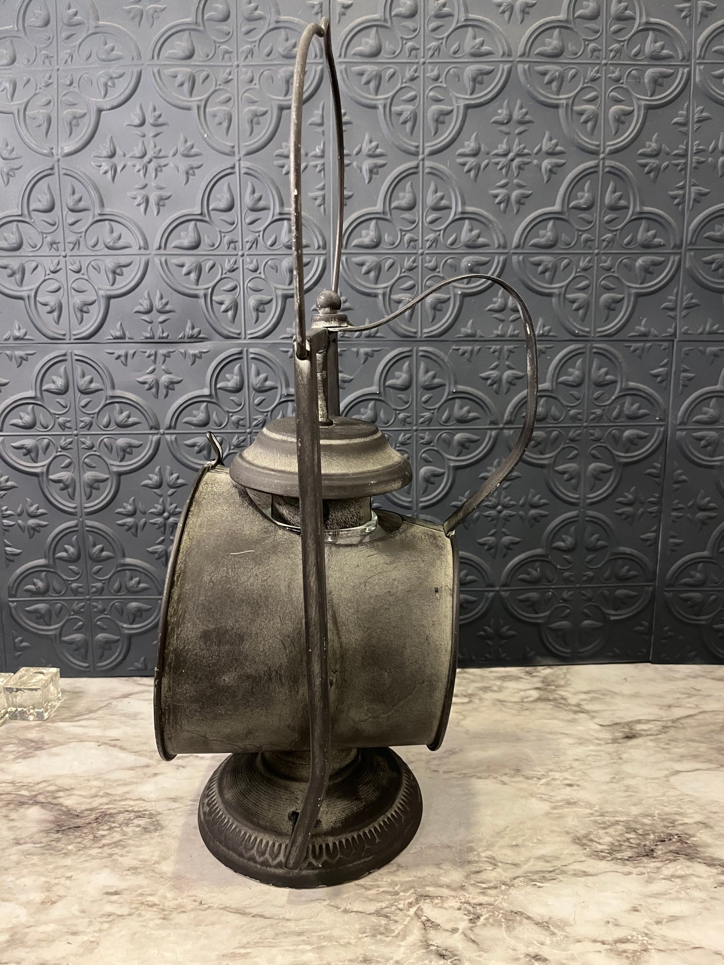 Vintage Style Metal Lantern with Clear Globe