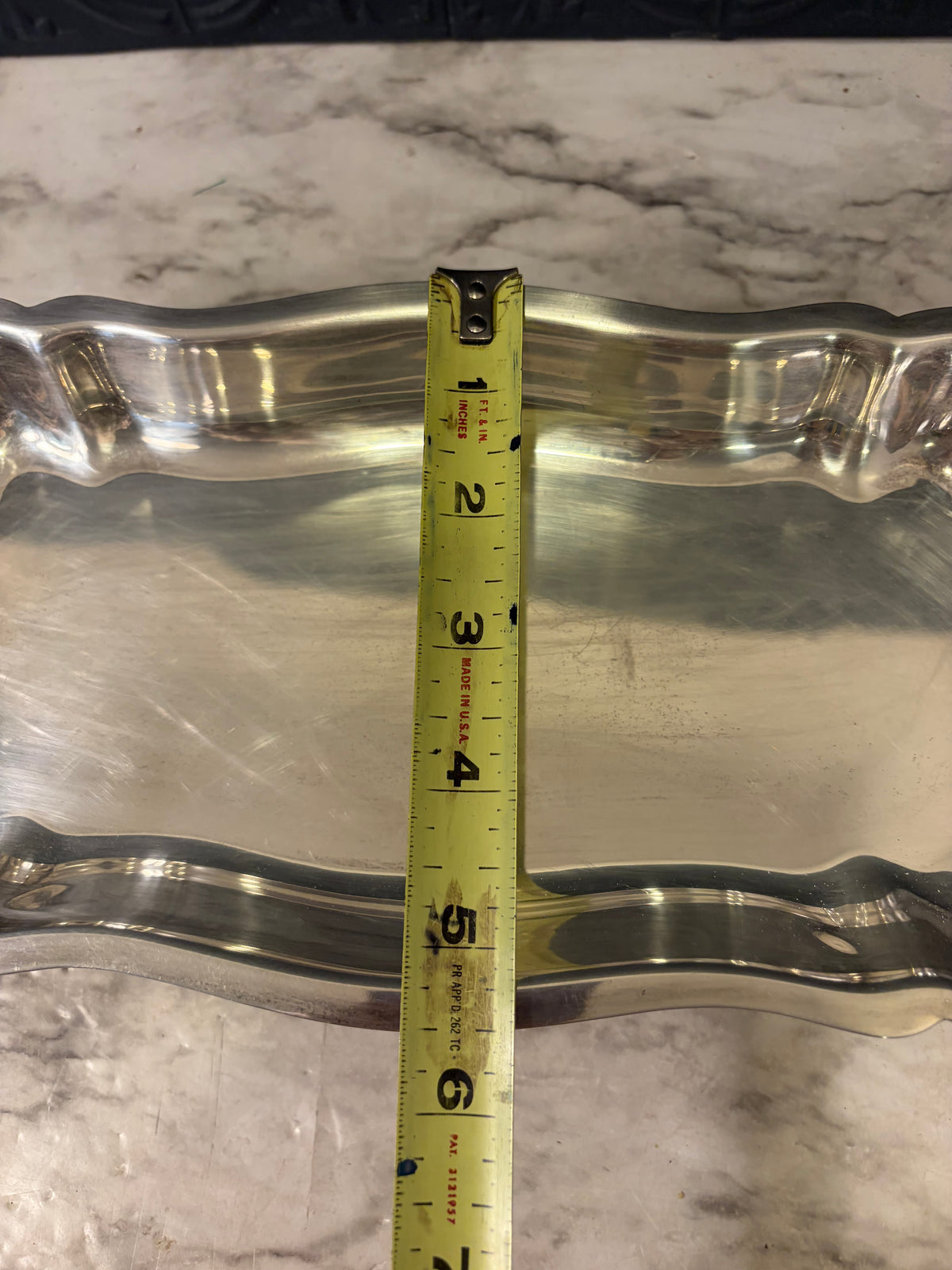 Oval Silver Plate Tray with Feet and Handles