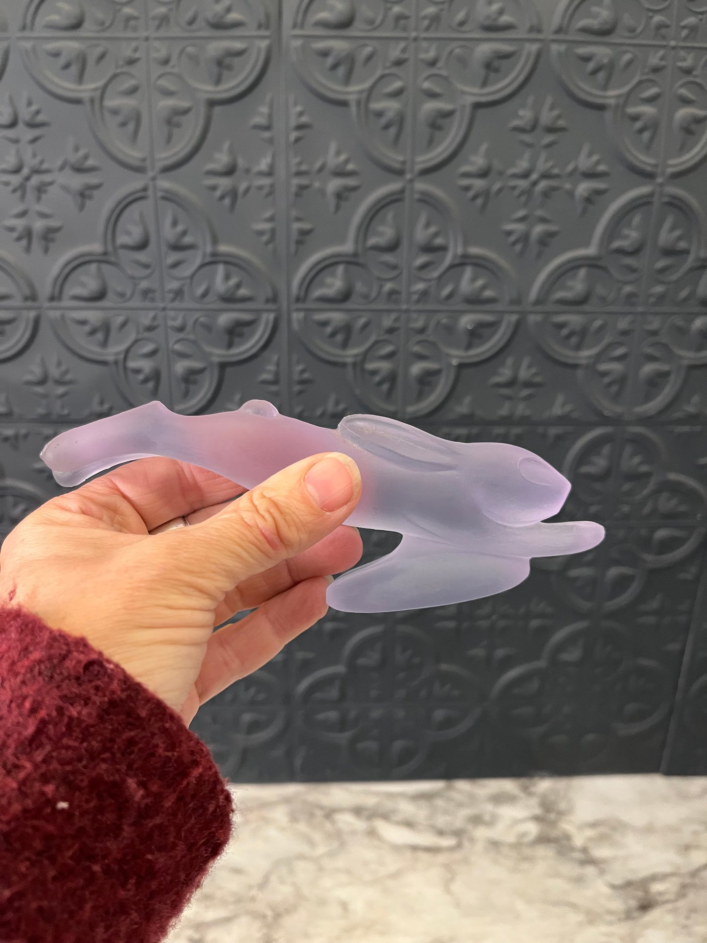 Frosted Purple Glass Rabbit