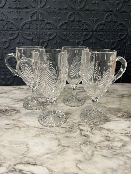 Mikasa Crystal Christmas Tree Stemmed mug set of 4