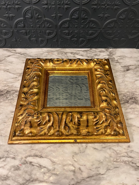 Ornate Gold Bevelled Mirror 11" Square
