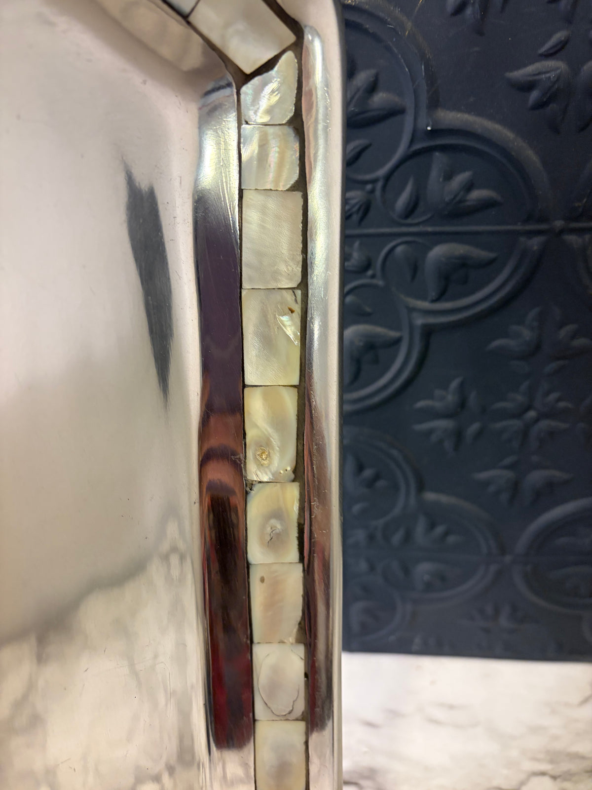 Towle Aluminum Tray with Mother of Pearl Inset