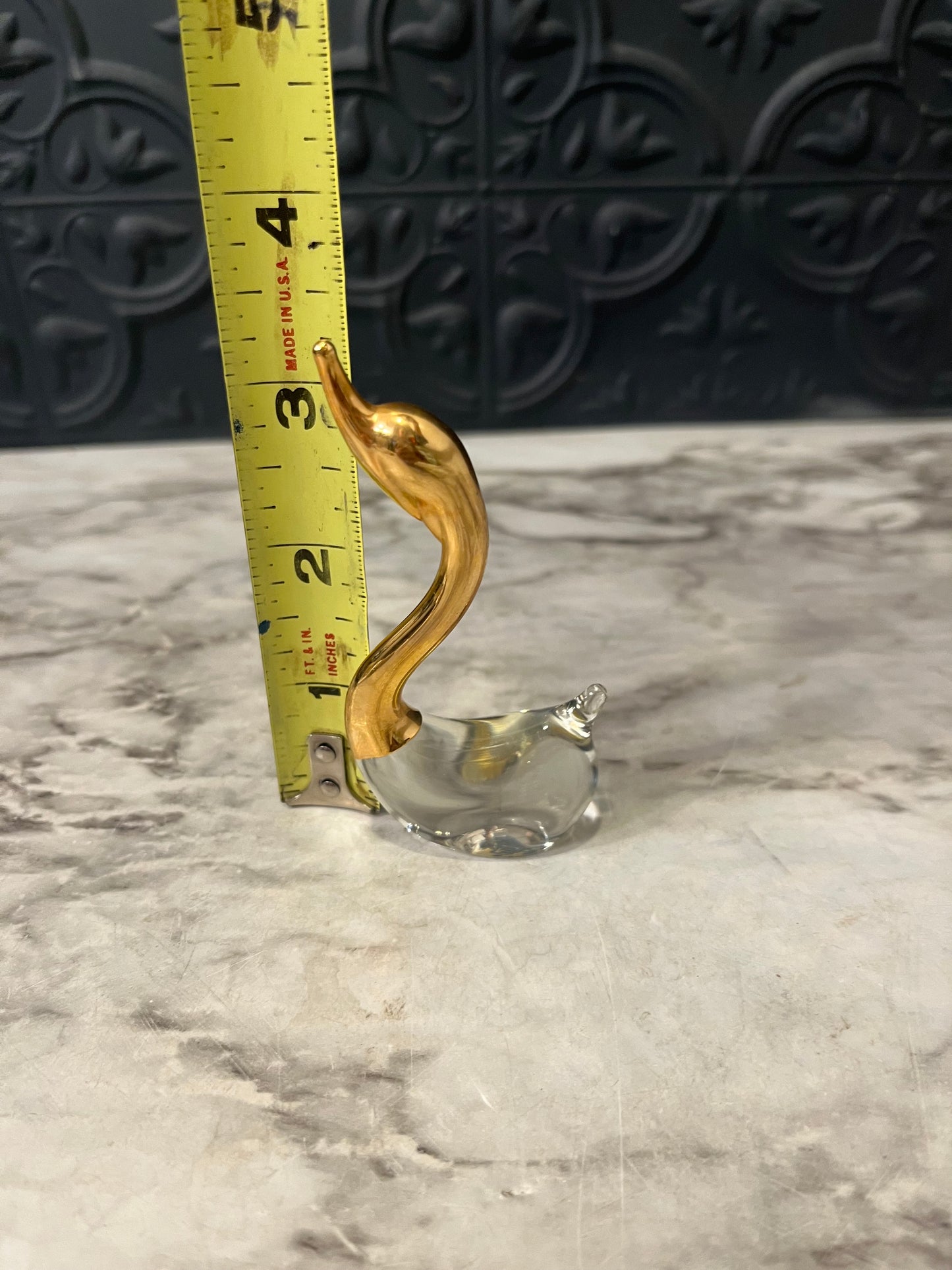 Small Clear Gold Tone Goose