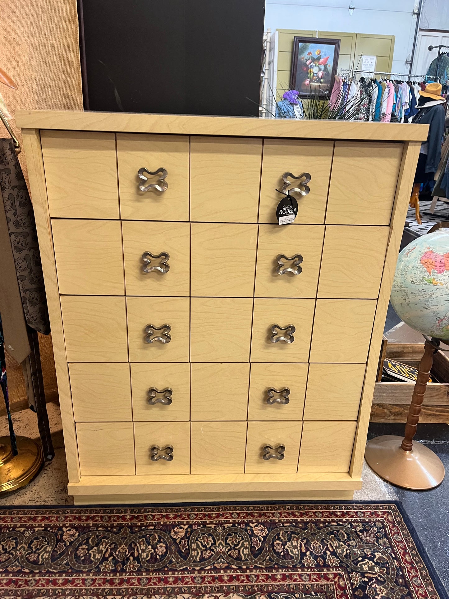 Blonde MCM Highboy Dresser