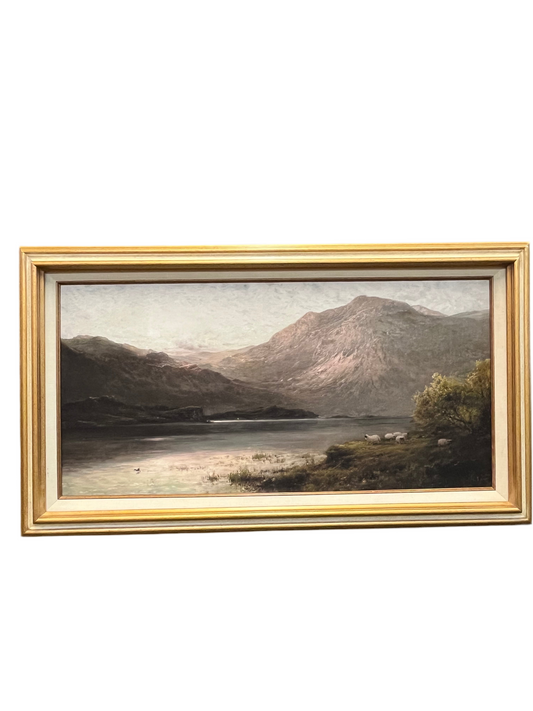 Cream and Gold Frame with Sheep Landscape