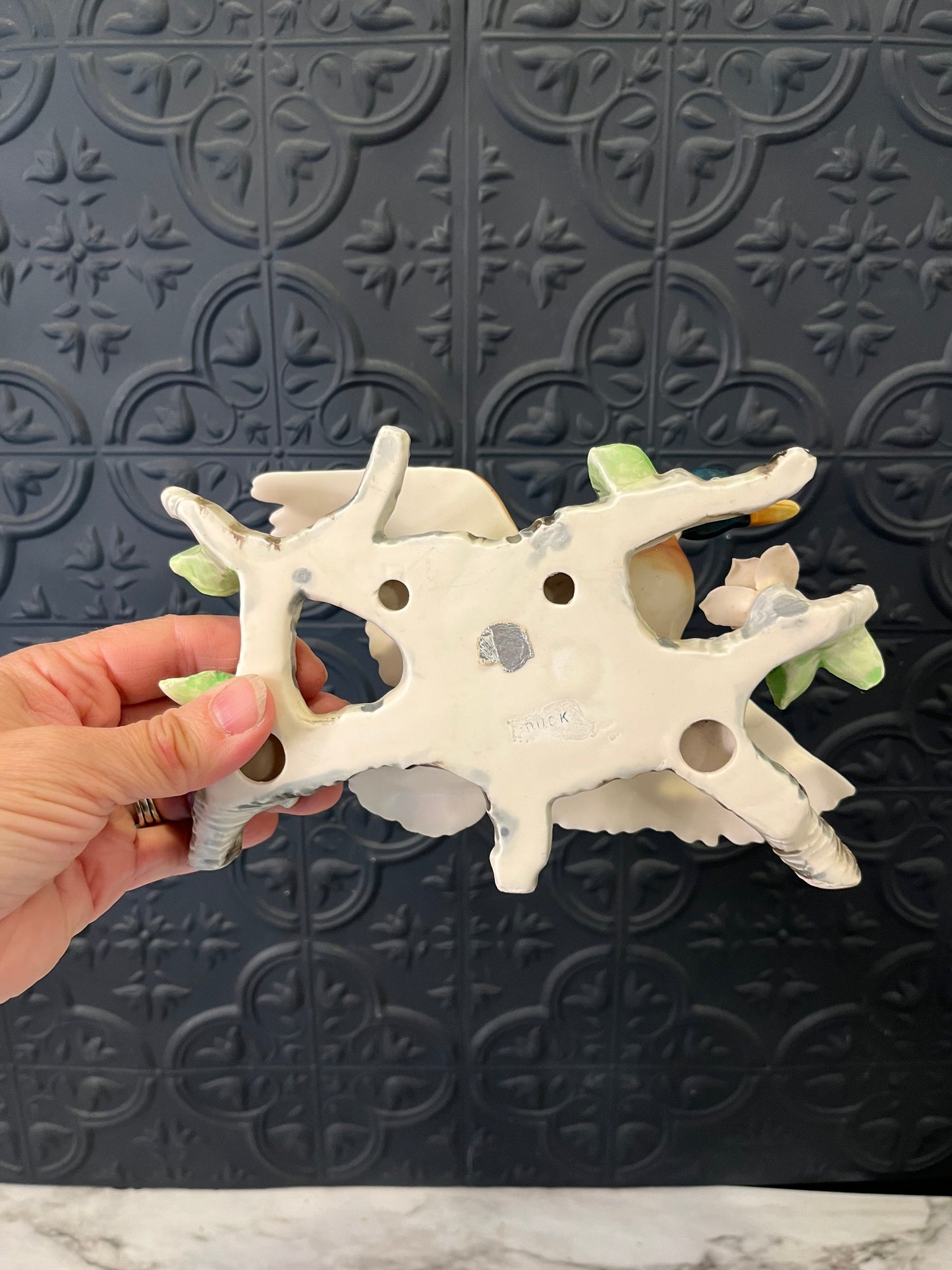 Mallard Duck porcelain figurine with branch