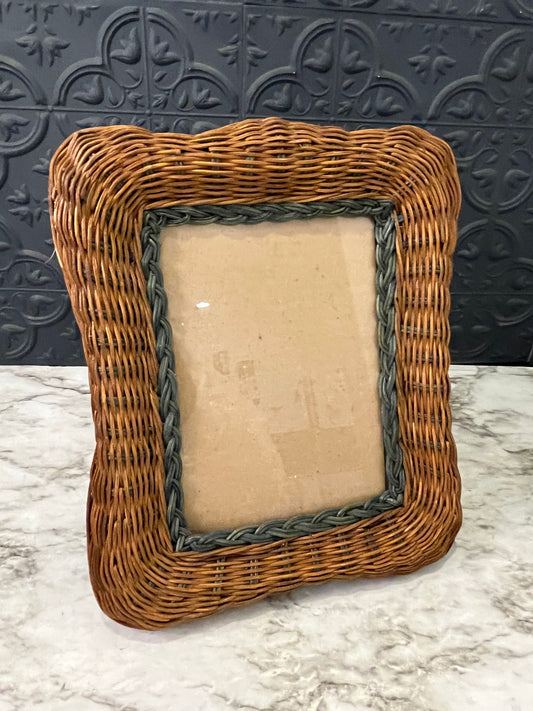 Wicker and Green Picture Frame