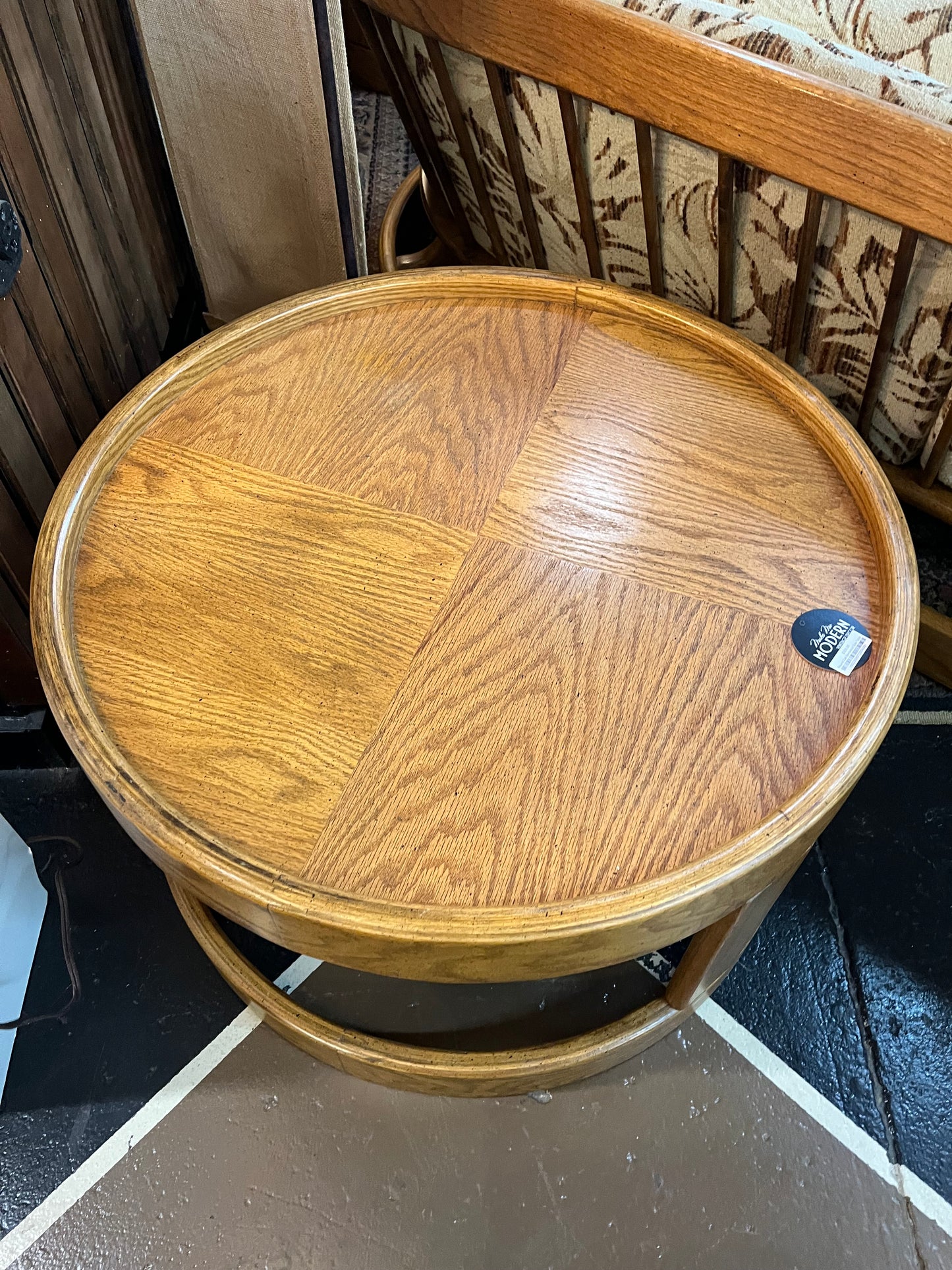 Round Oak Bentwood Side Table by Howard