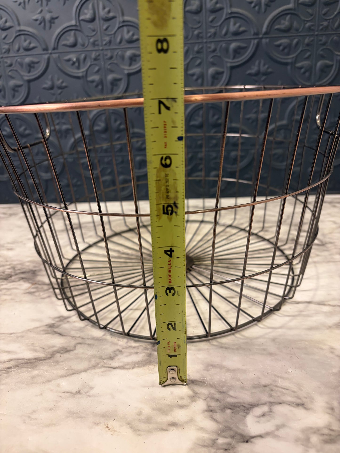 Wire Basket with Copper Rim 12"