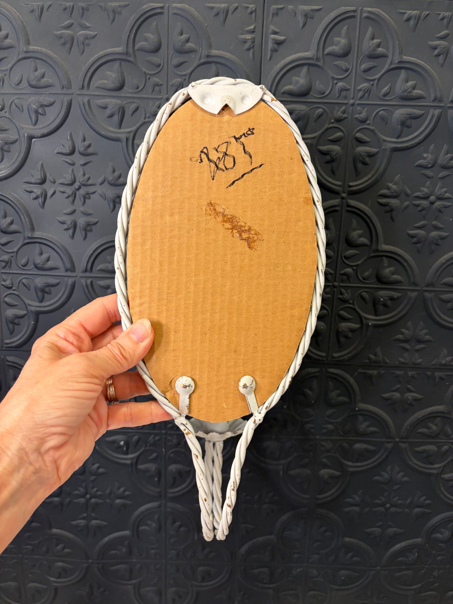 White Twisted Metal Mirror Sconce