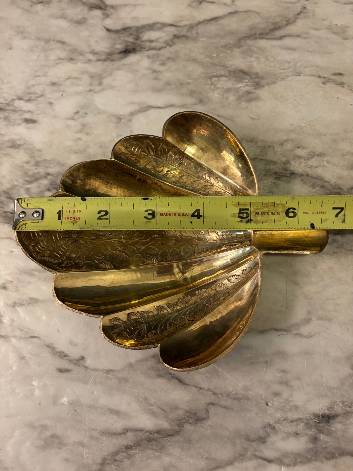 Etched Brass Fan  Shaped Ashtray