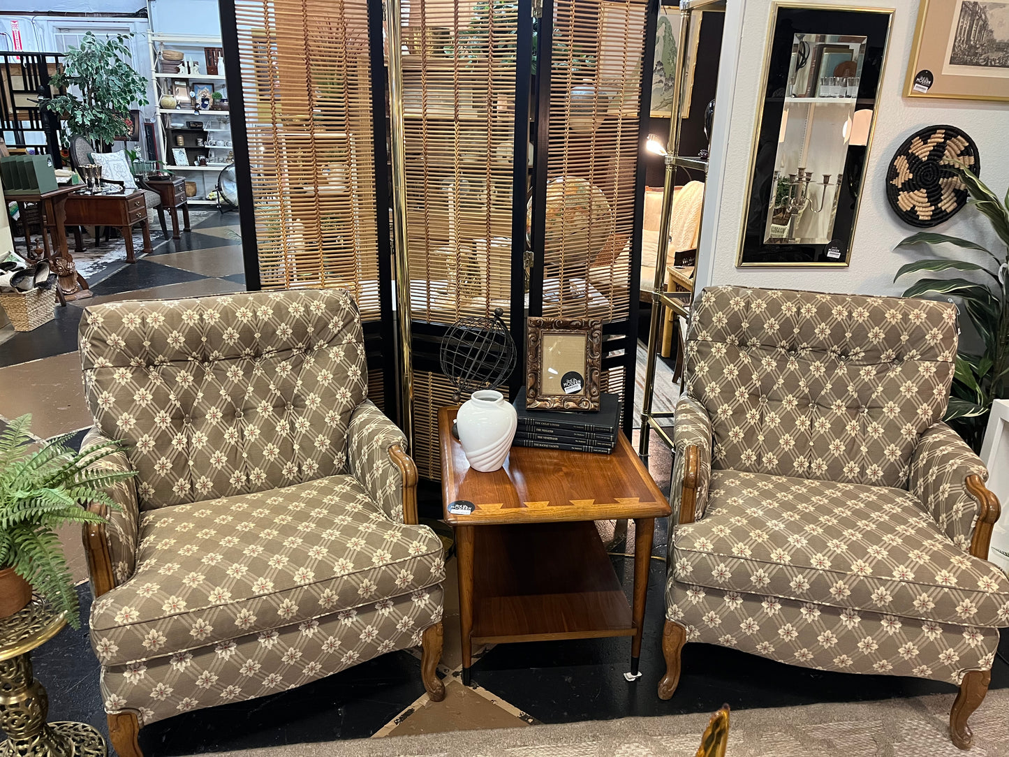 Brown Arm Chair with Floral design