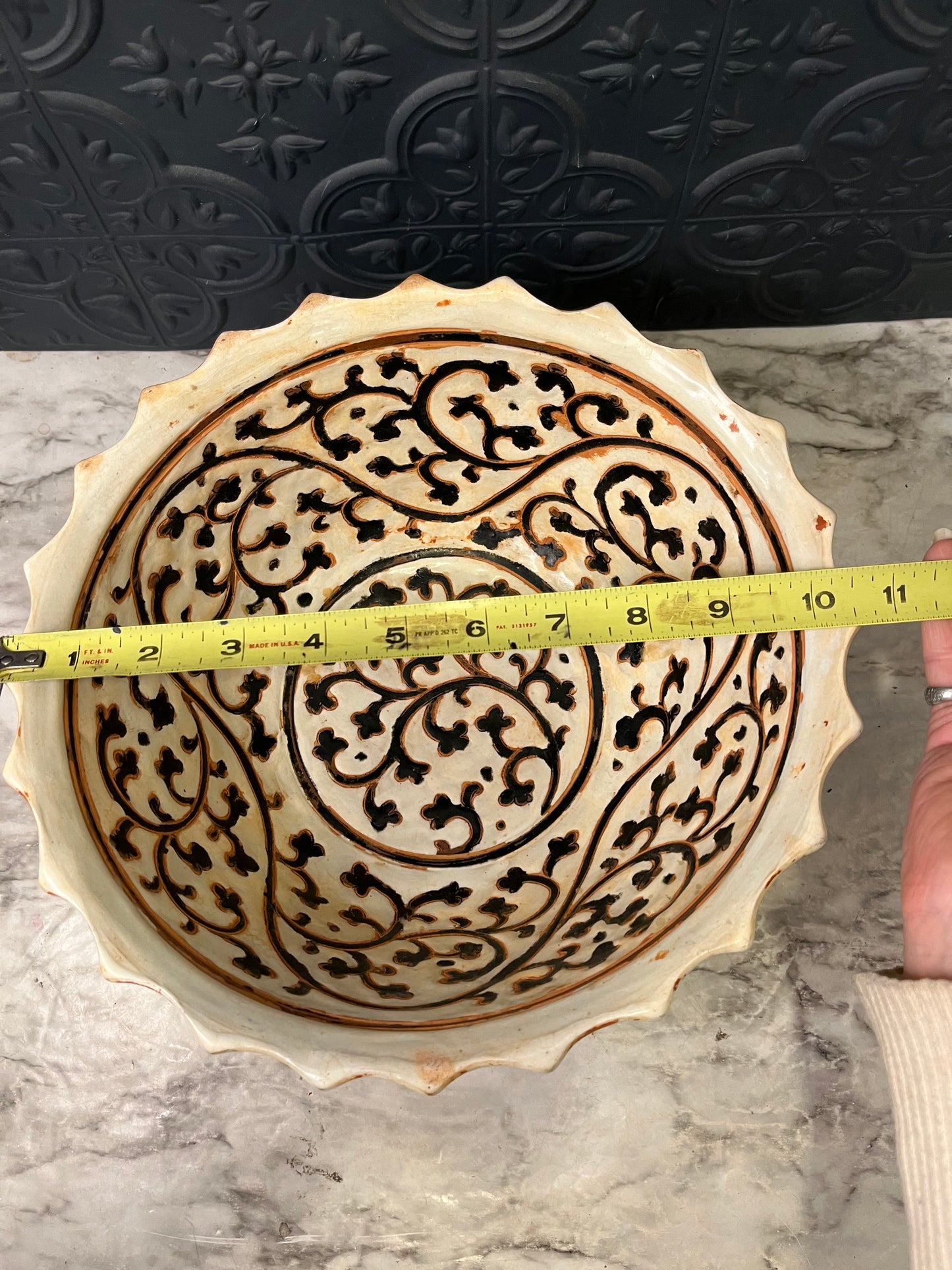 Handcrafted Terracotta bowl with Painted Design