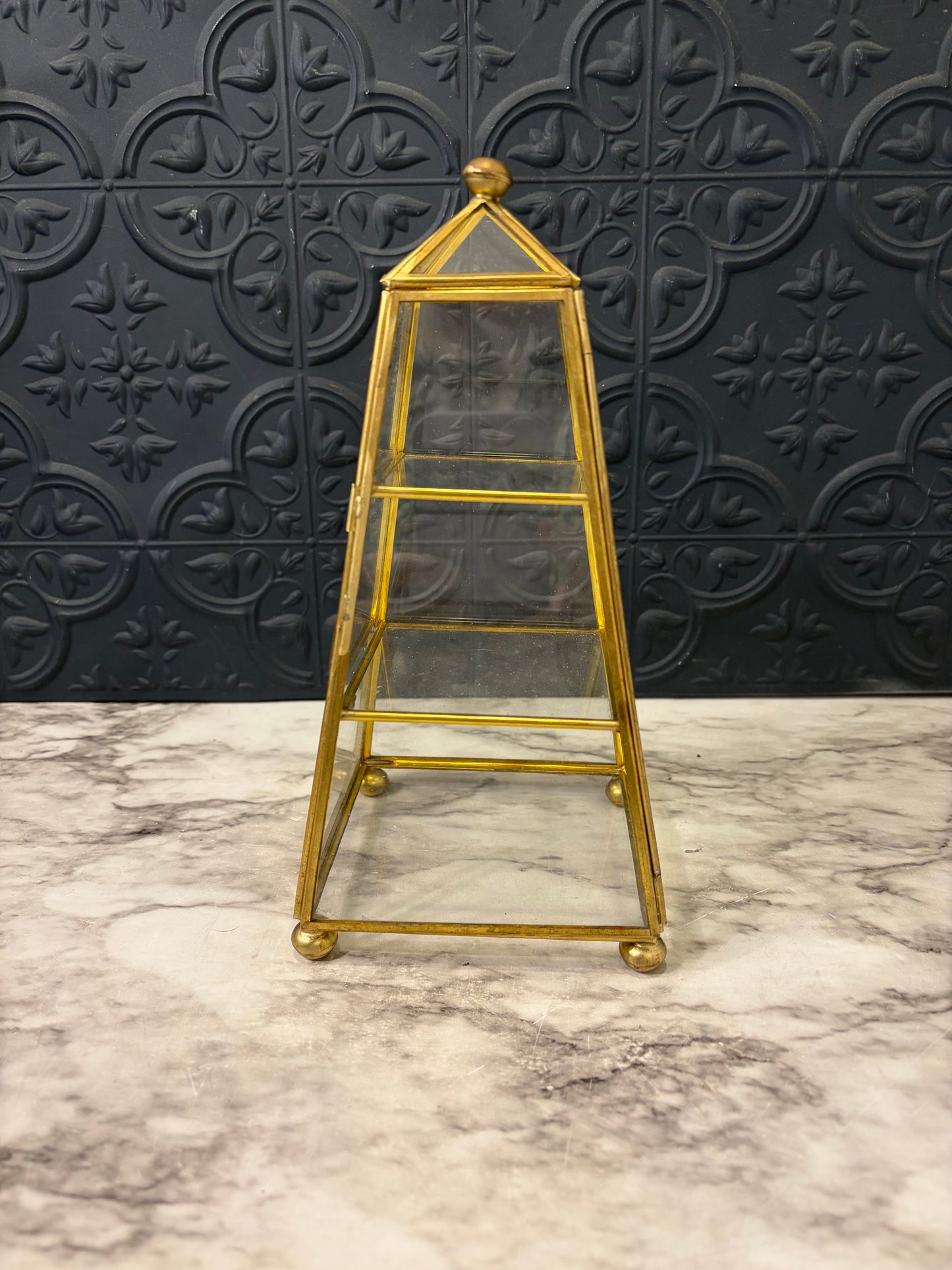 Pyramid Brass and Glass Display Box