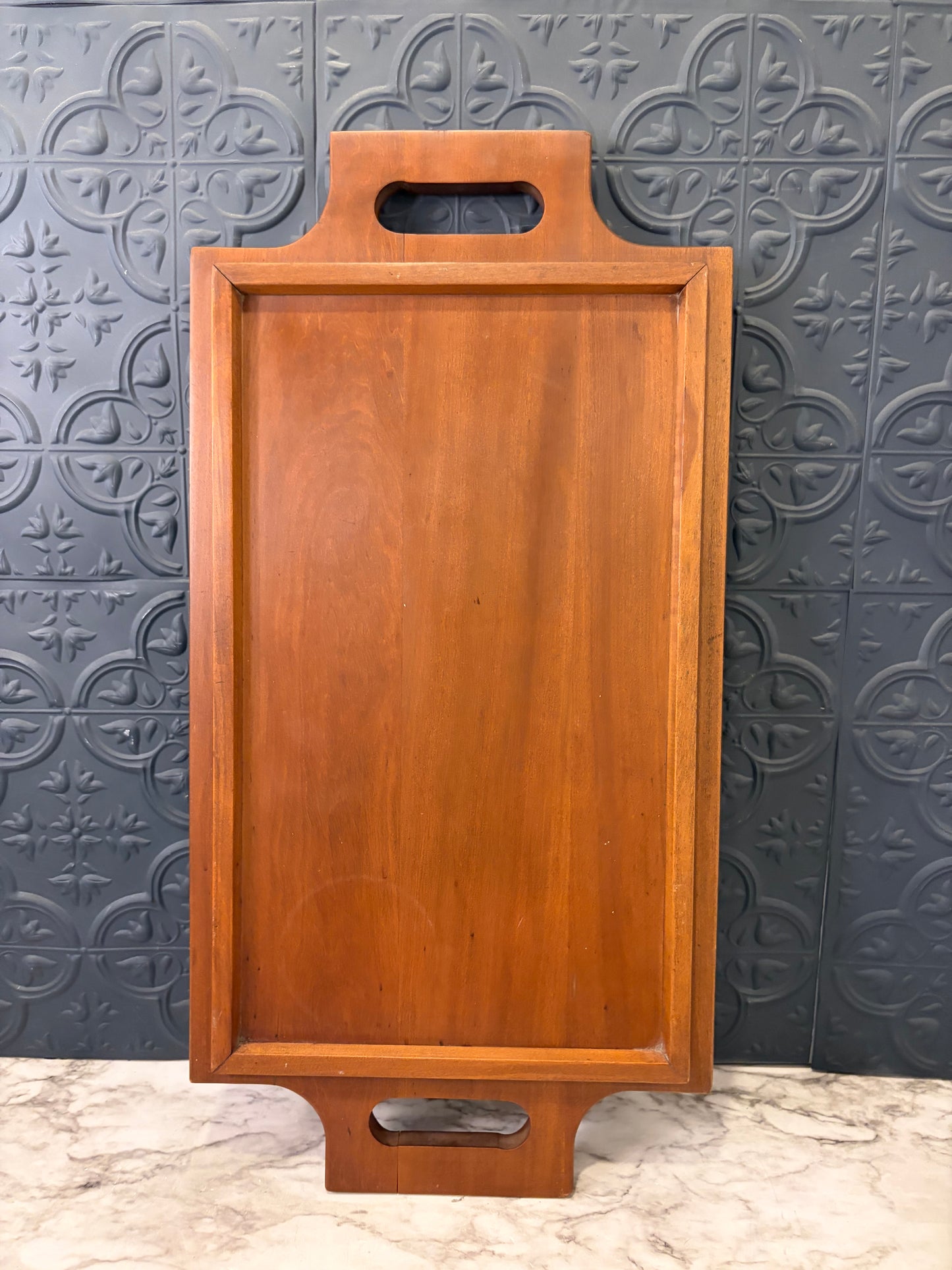 Wood Tray with Handles Mid Century