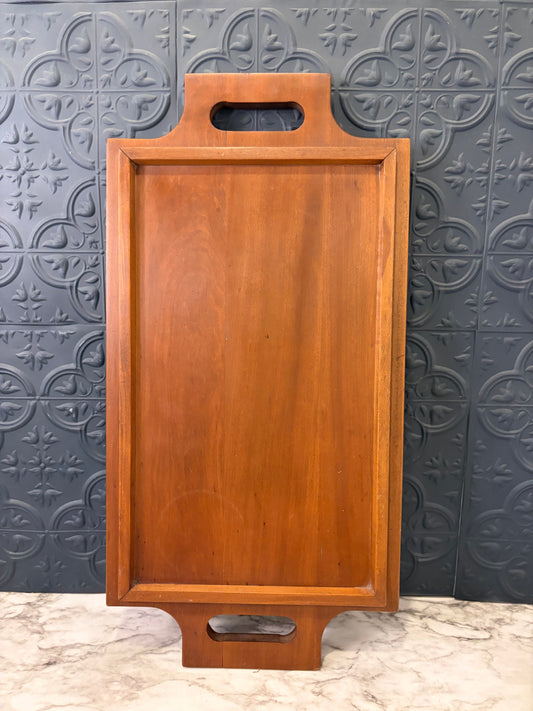 Wood Tray with Handles Mid Century