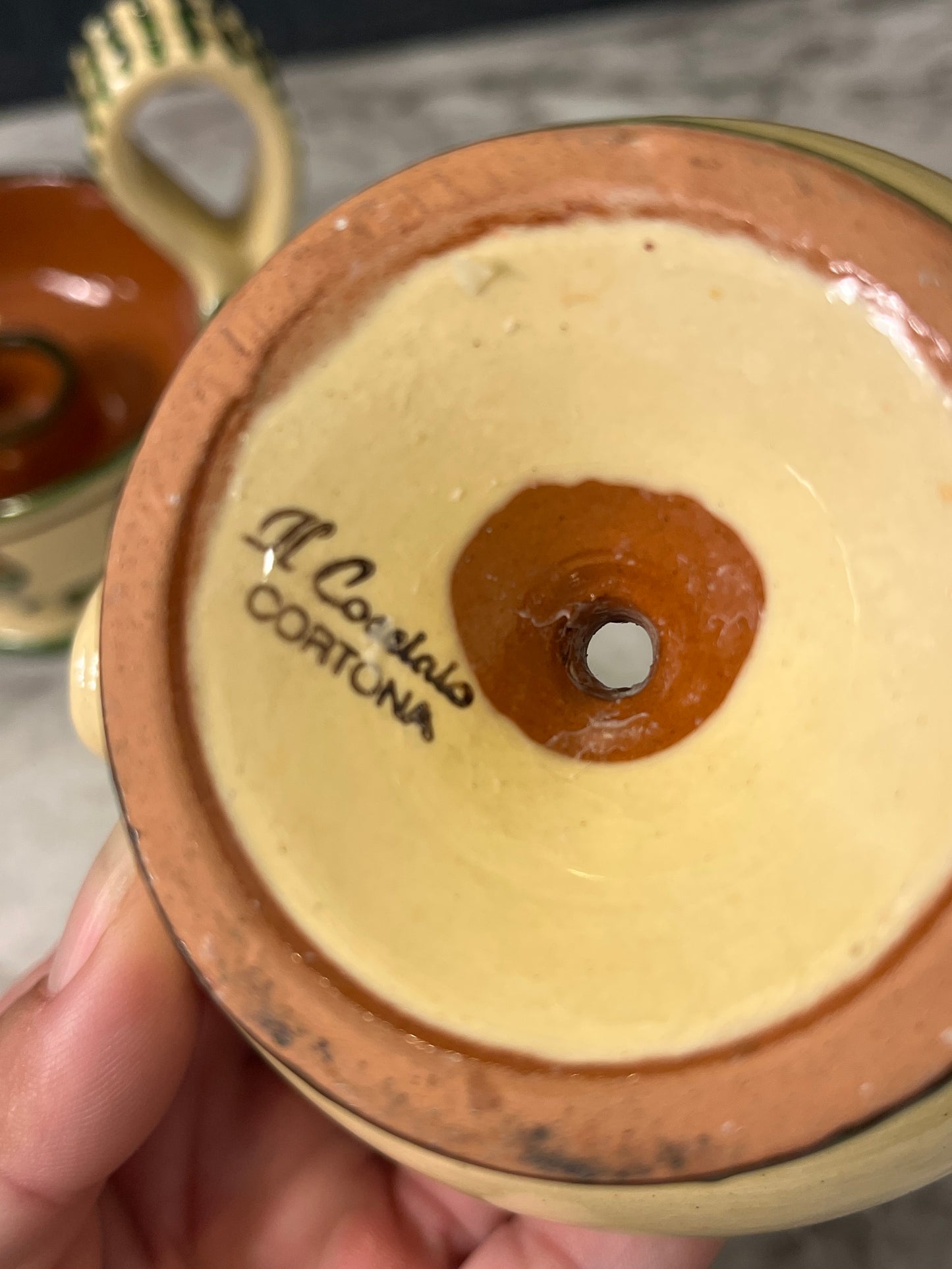 Italian Hand painted Chamberstick x 2