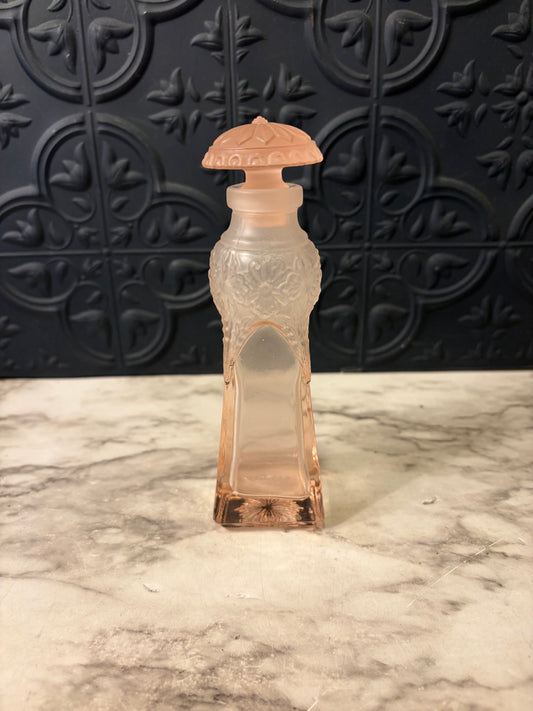 Frosted Pink Glass Silvestri Perfume Bottle