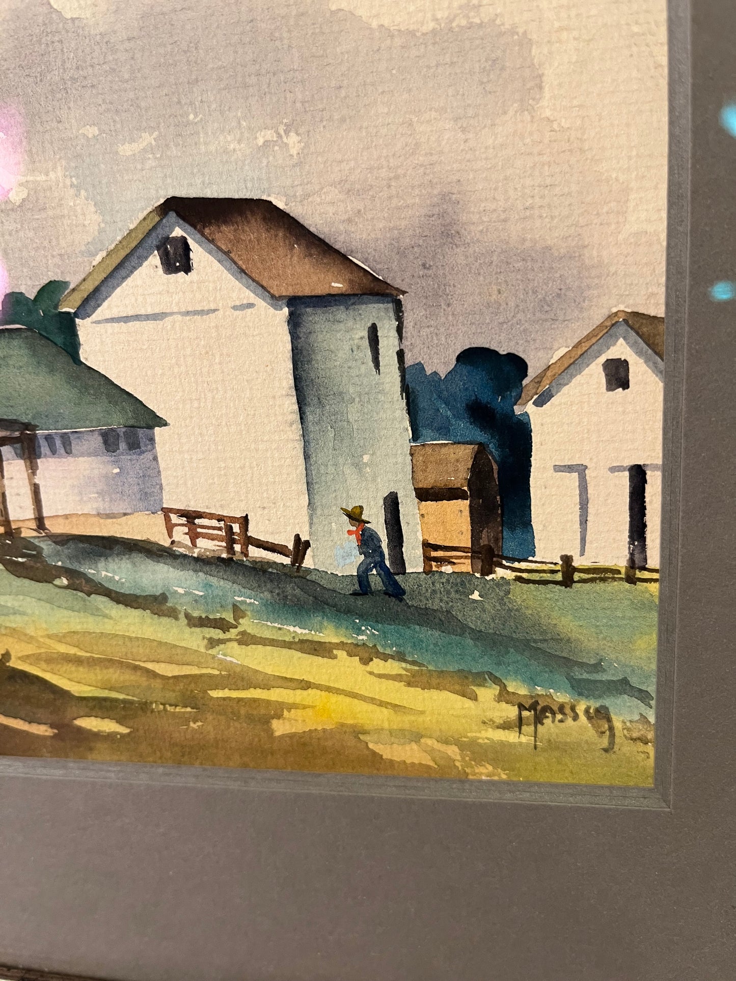 Original Watercolor by Massey Framed