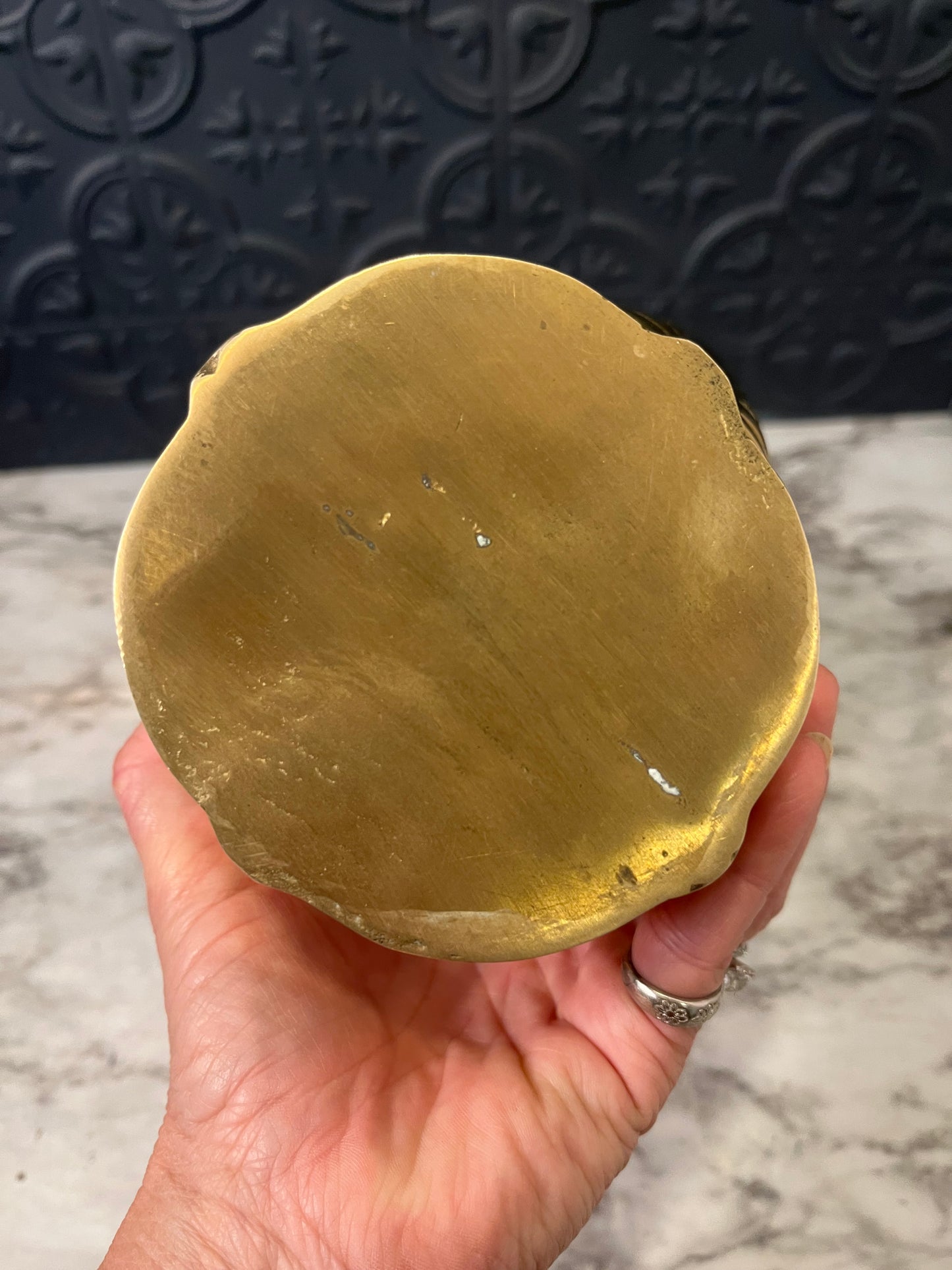 Solid Brass vase with Shell reliefs