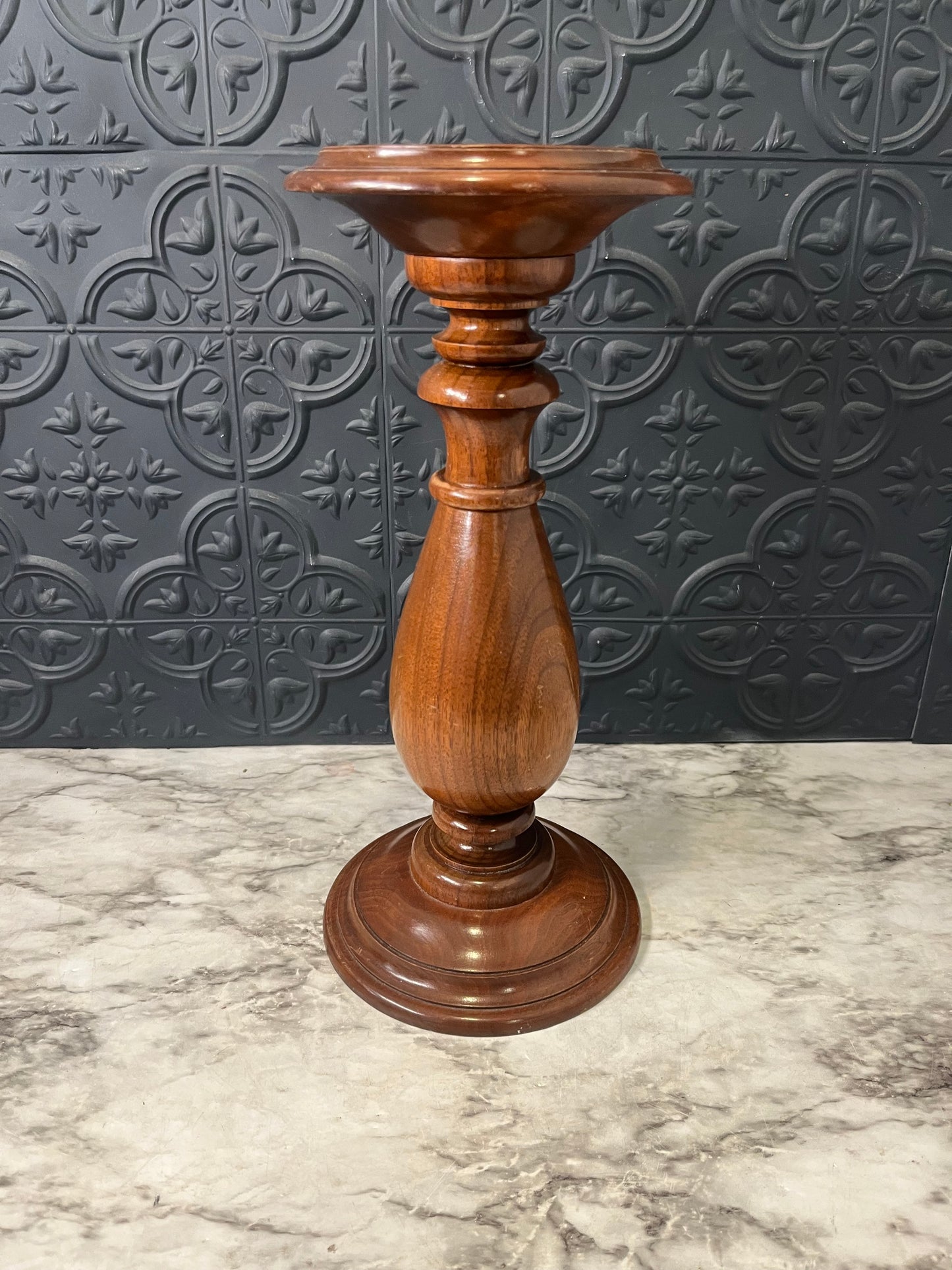 Tall Wood Turned Pillar Holder 12"