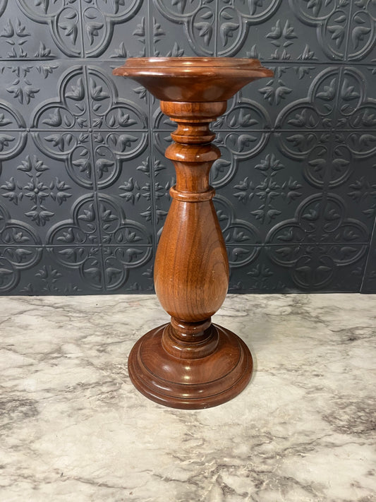 Tall Wood Turned Pillar Holder 12"