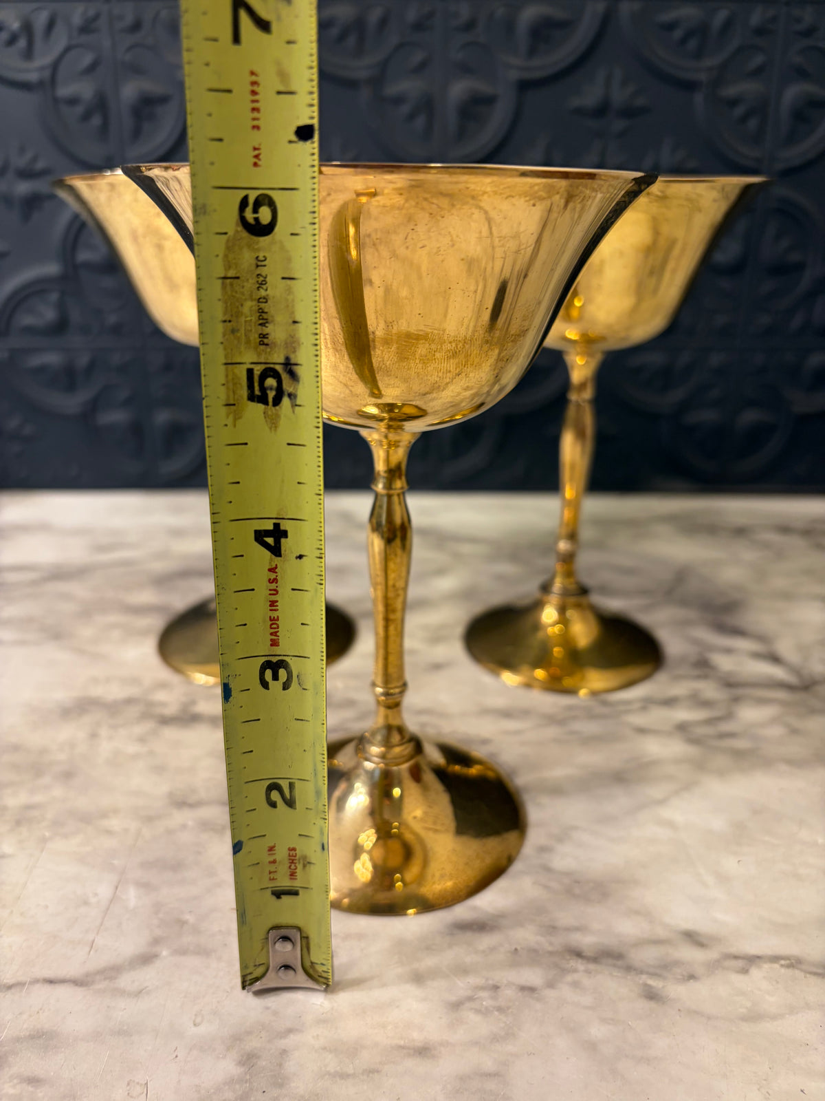 Set of 3 Brass Goblets