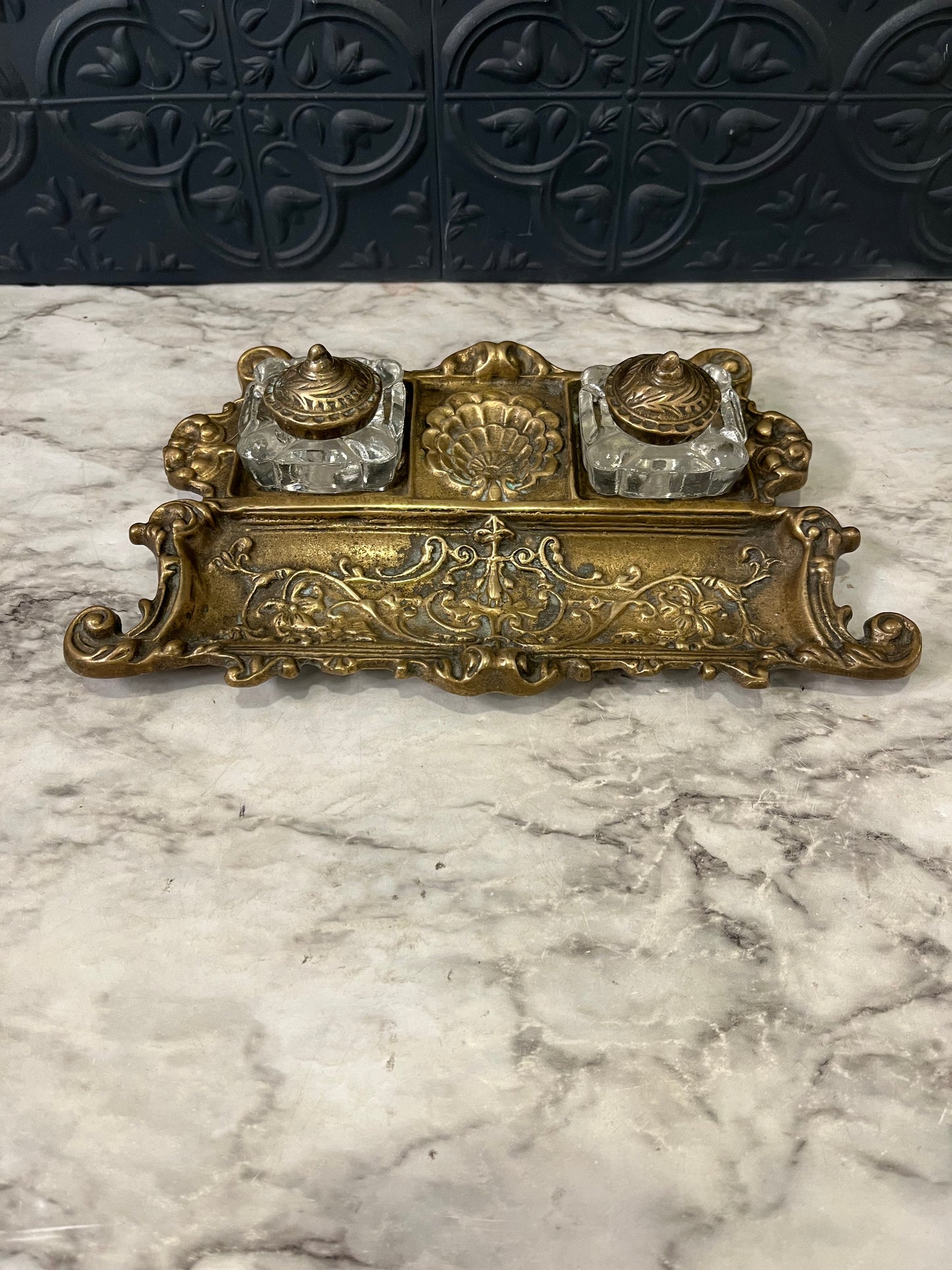 Antique Art Nouveau ink well